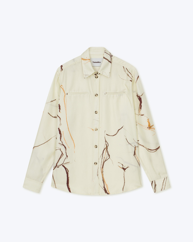 SABRIN - Printed twill silk shirt - Line drawing 1