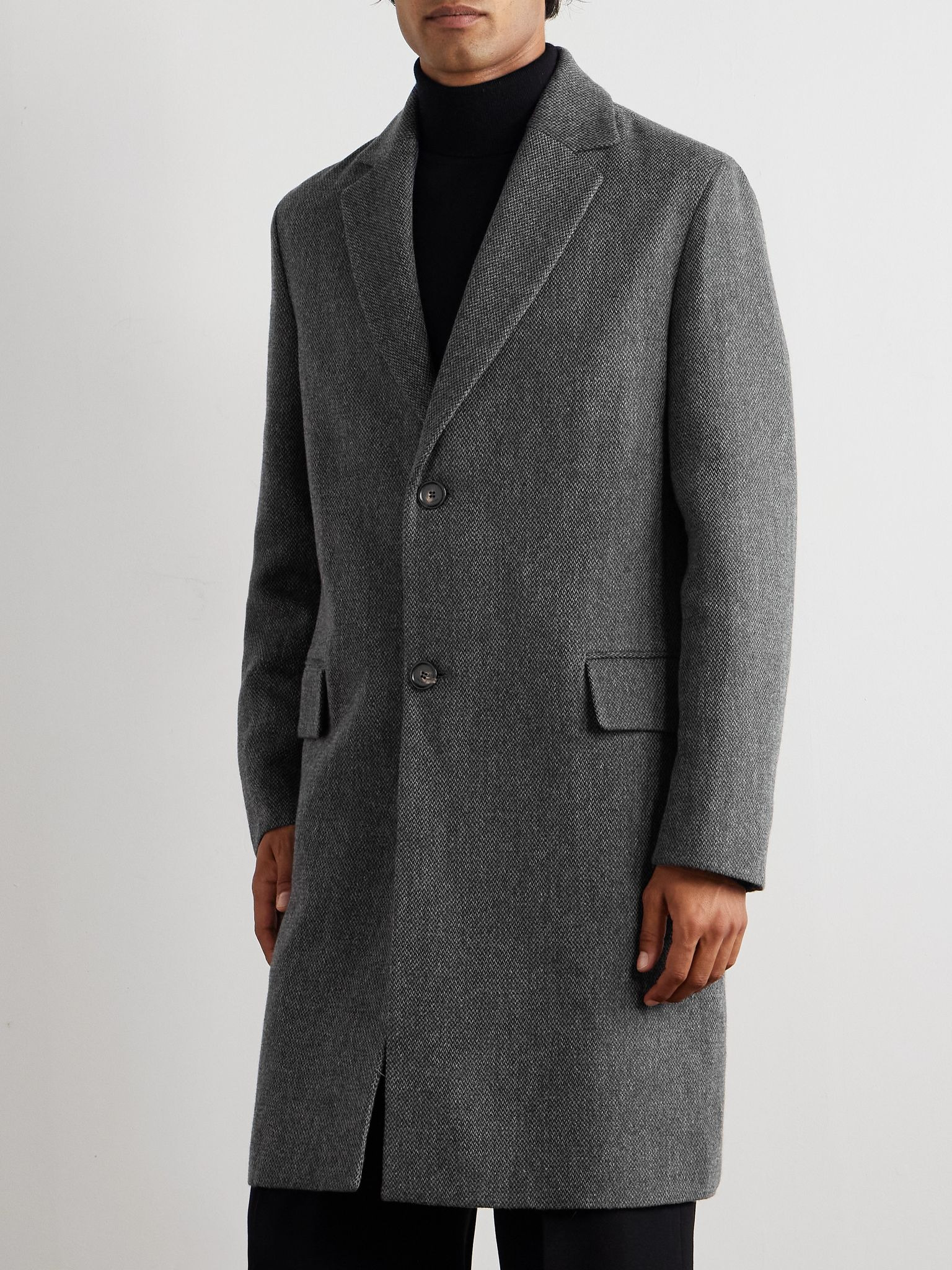 John Cashmere and Linen-Blend Coat Gray - 3