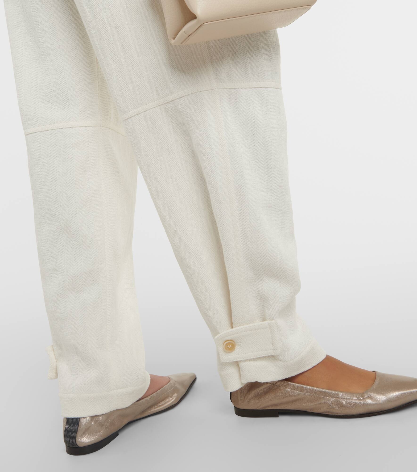 Herringbone cotton and linen straight pants - 5