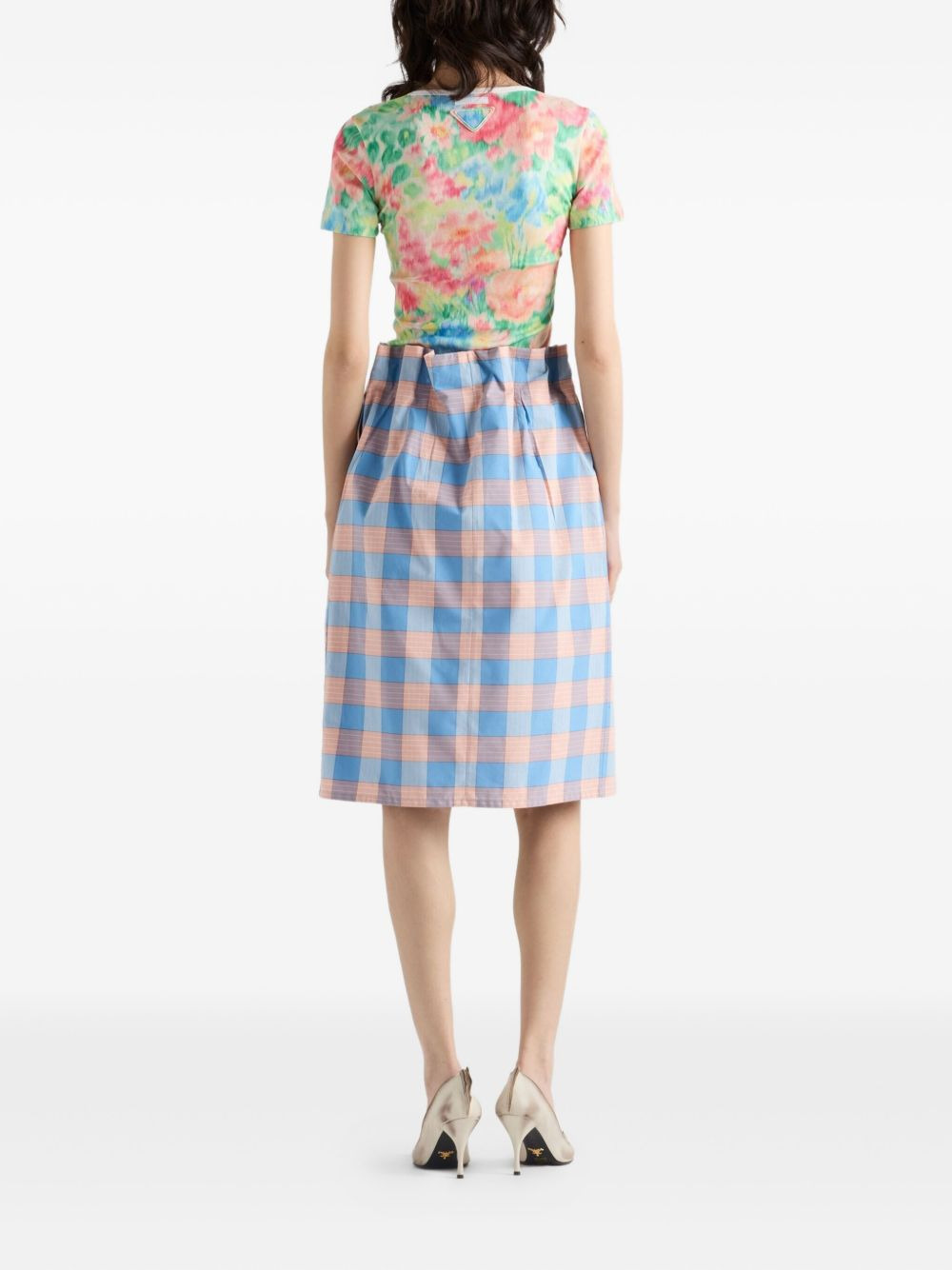 bow-detailed checked skirt - 3