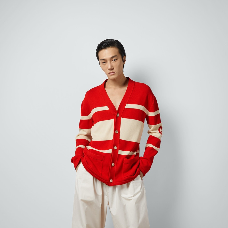 Knit cotton cardigan with Interlocking G 5