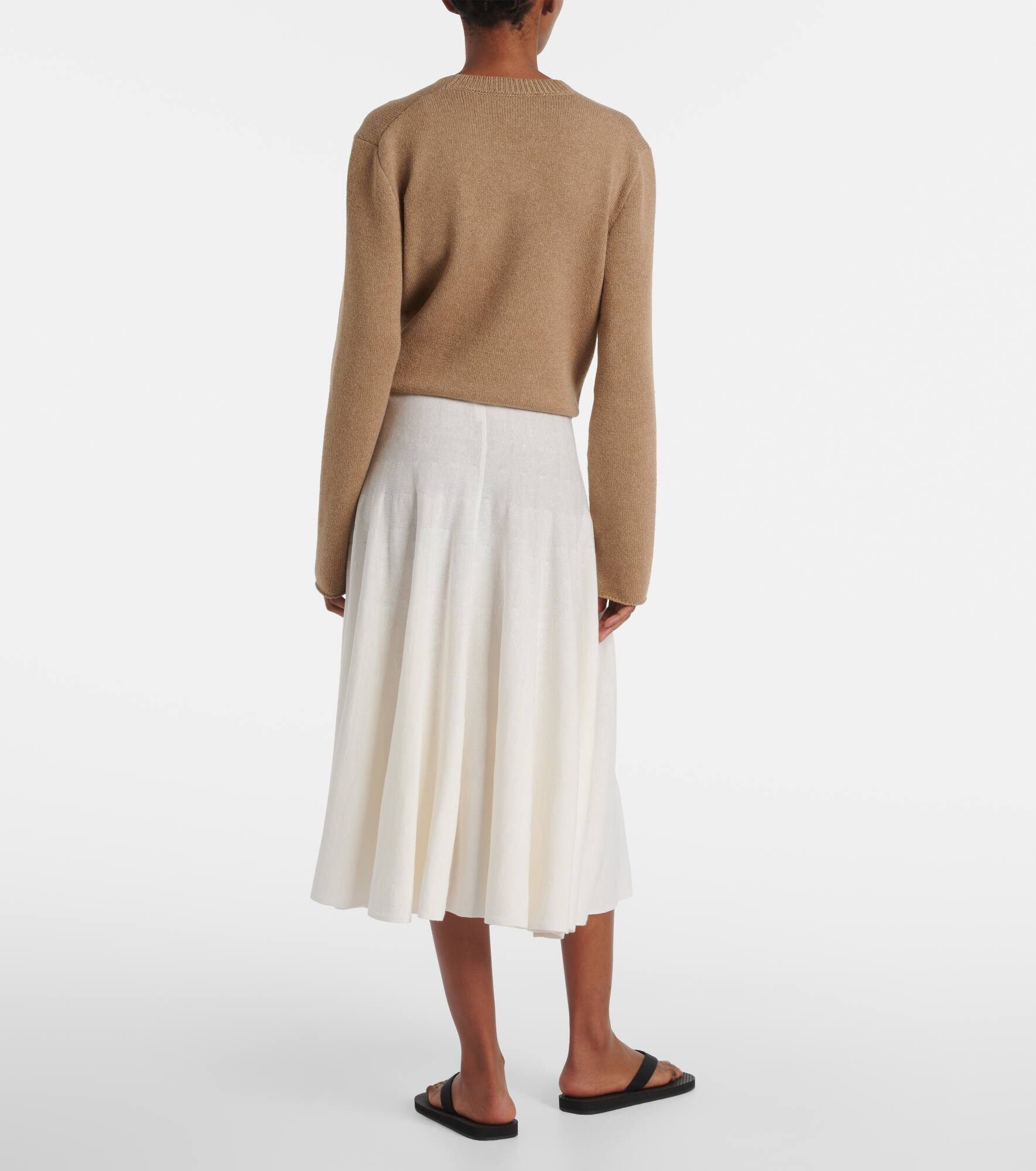 Jaliah cotton and linen-blend midi skirt - 3