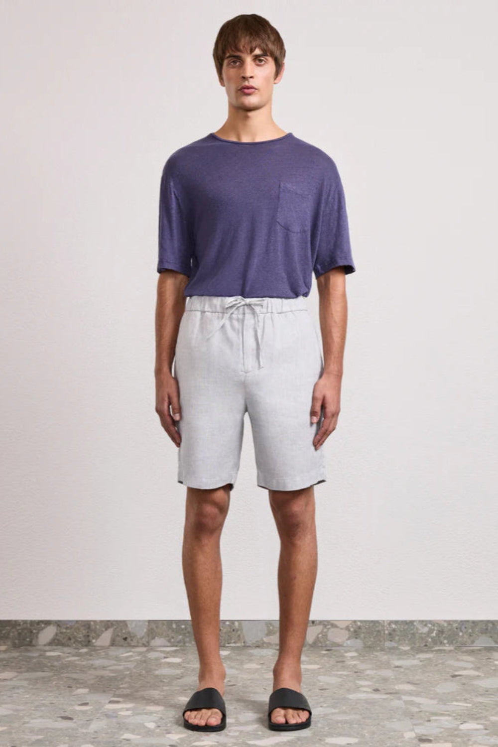 Felipe Linen Shorts Light Mélange Grey - 2