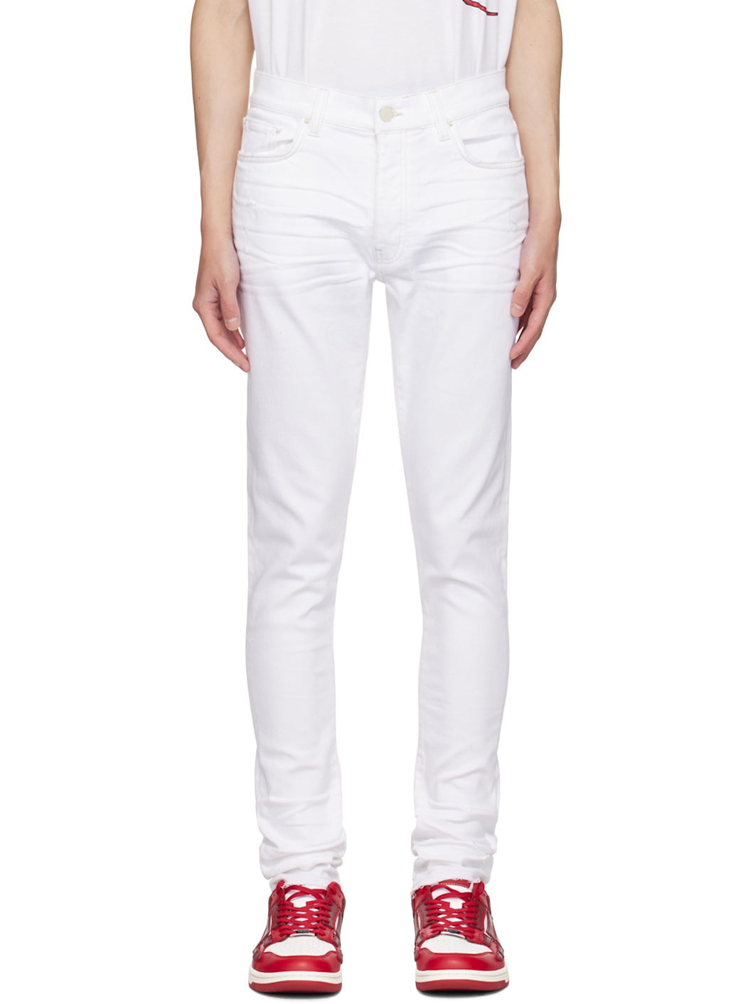 White Released Hem Skinny Jeans - 1