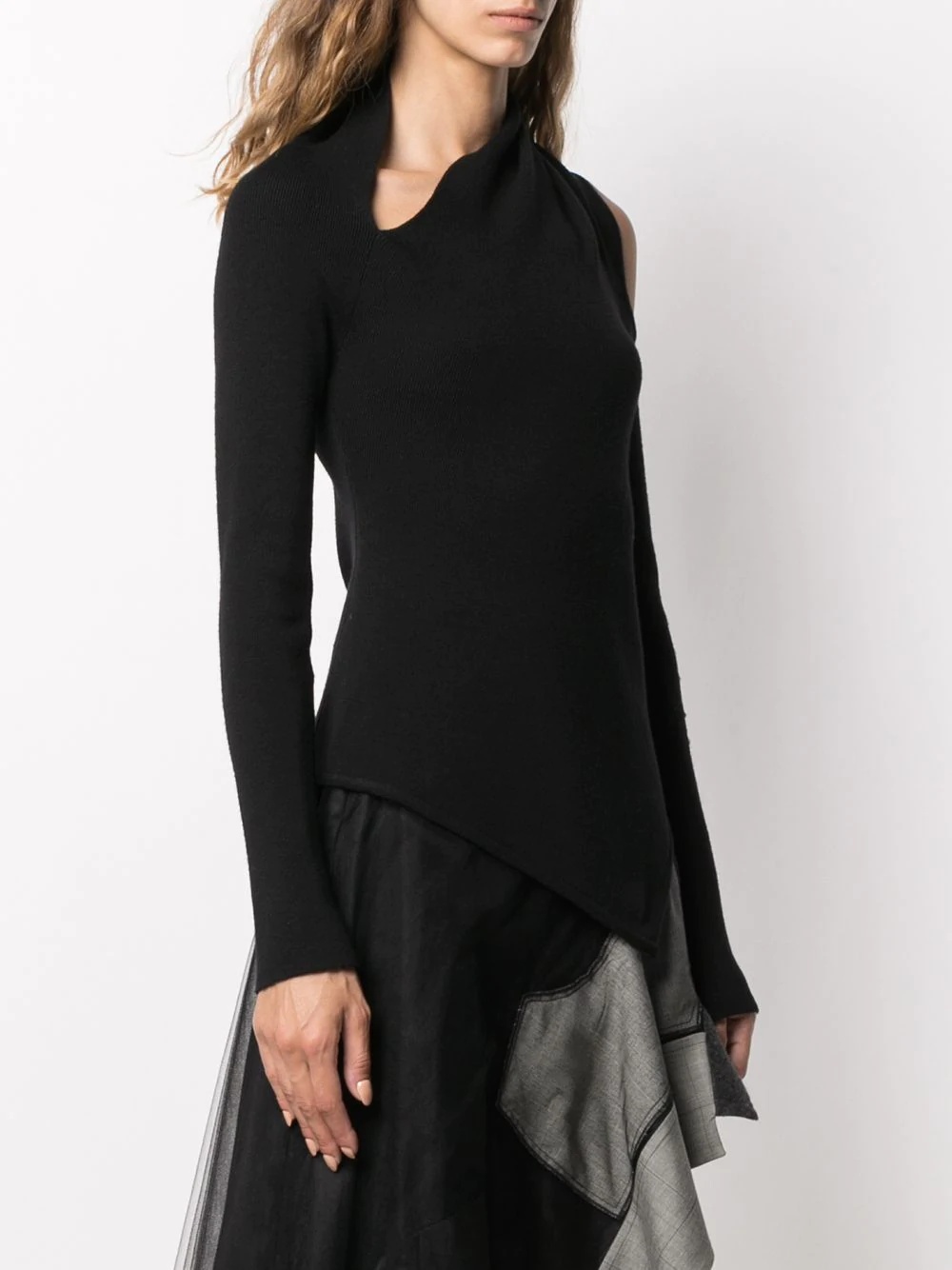 asymmetric cut-out knitted top - 3