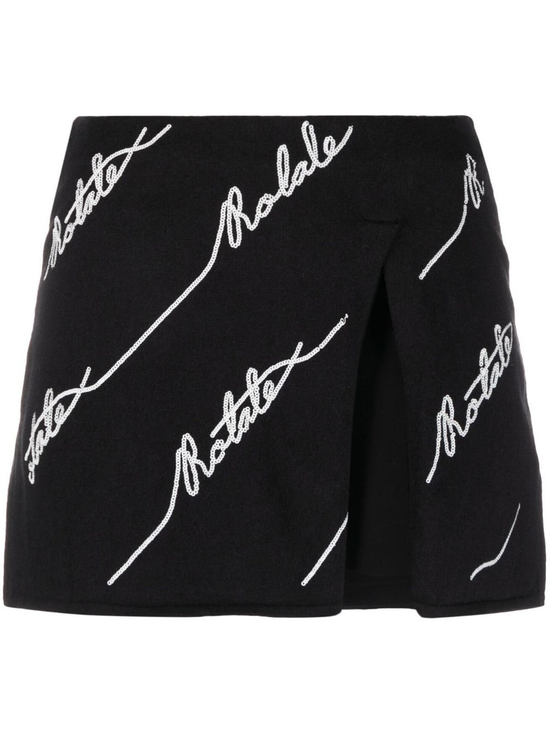 logo-embellished knitted miniskirt 1