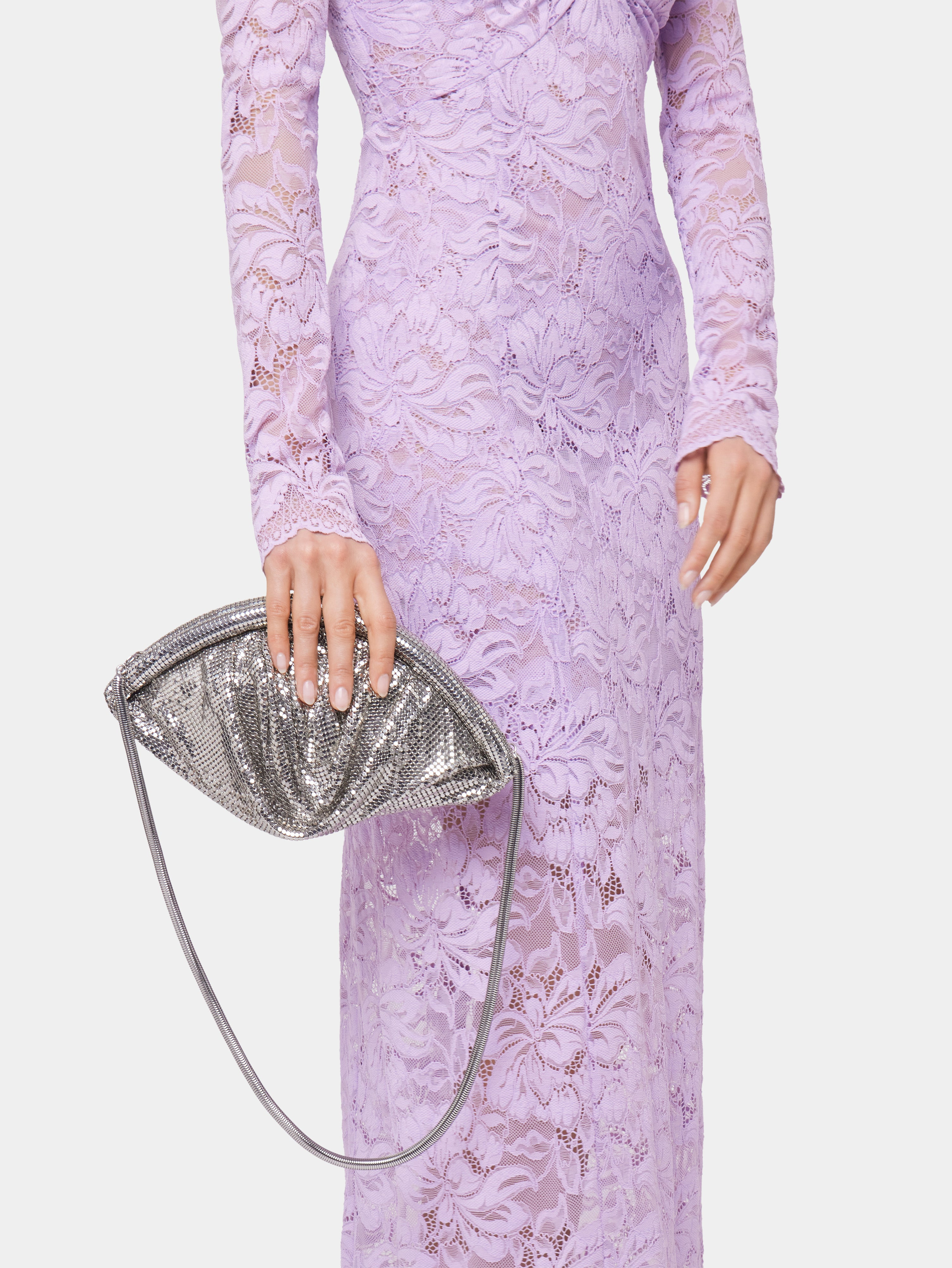 SILVER MESH NIGHT CLUTCH - 4