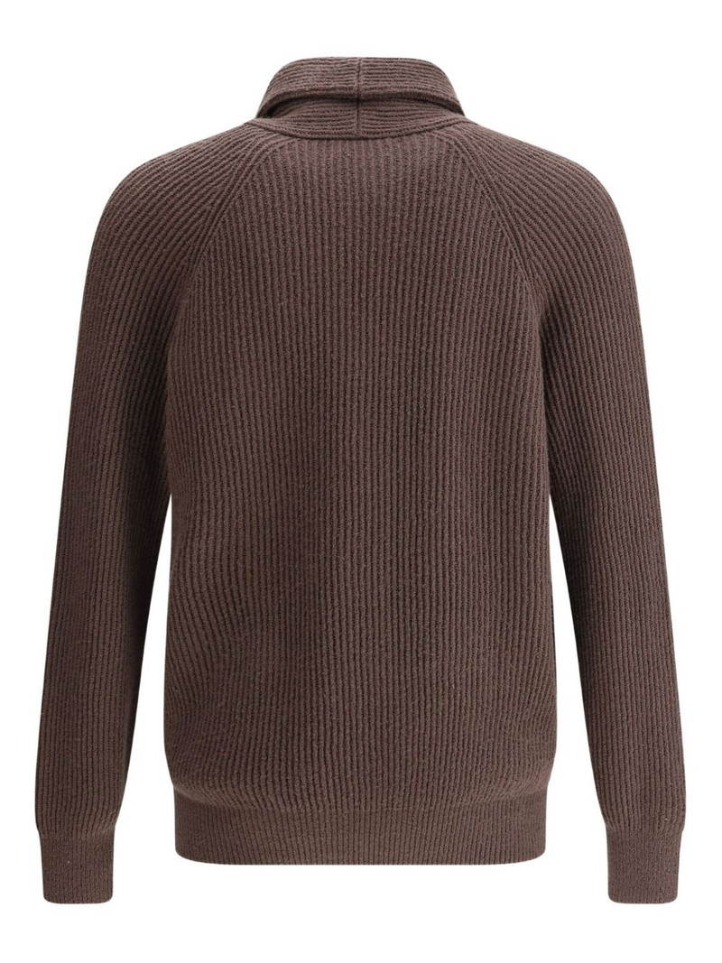 Brunello Cucinelli shawl-lapel ribbed cardigan outlook