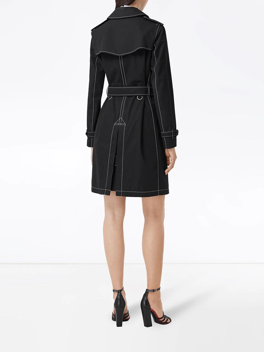 contrast stitch gabardine trench coat - 4