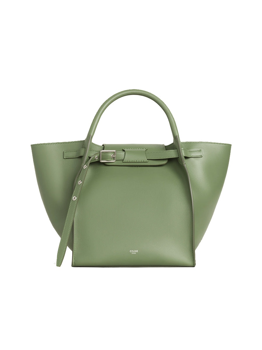 Small Big Bag with Long Strap in Smooth Calfskin in Light Khaki - 1