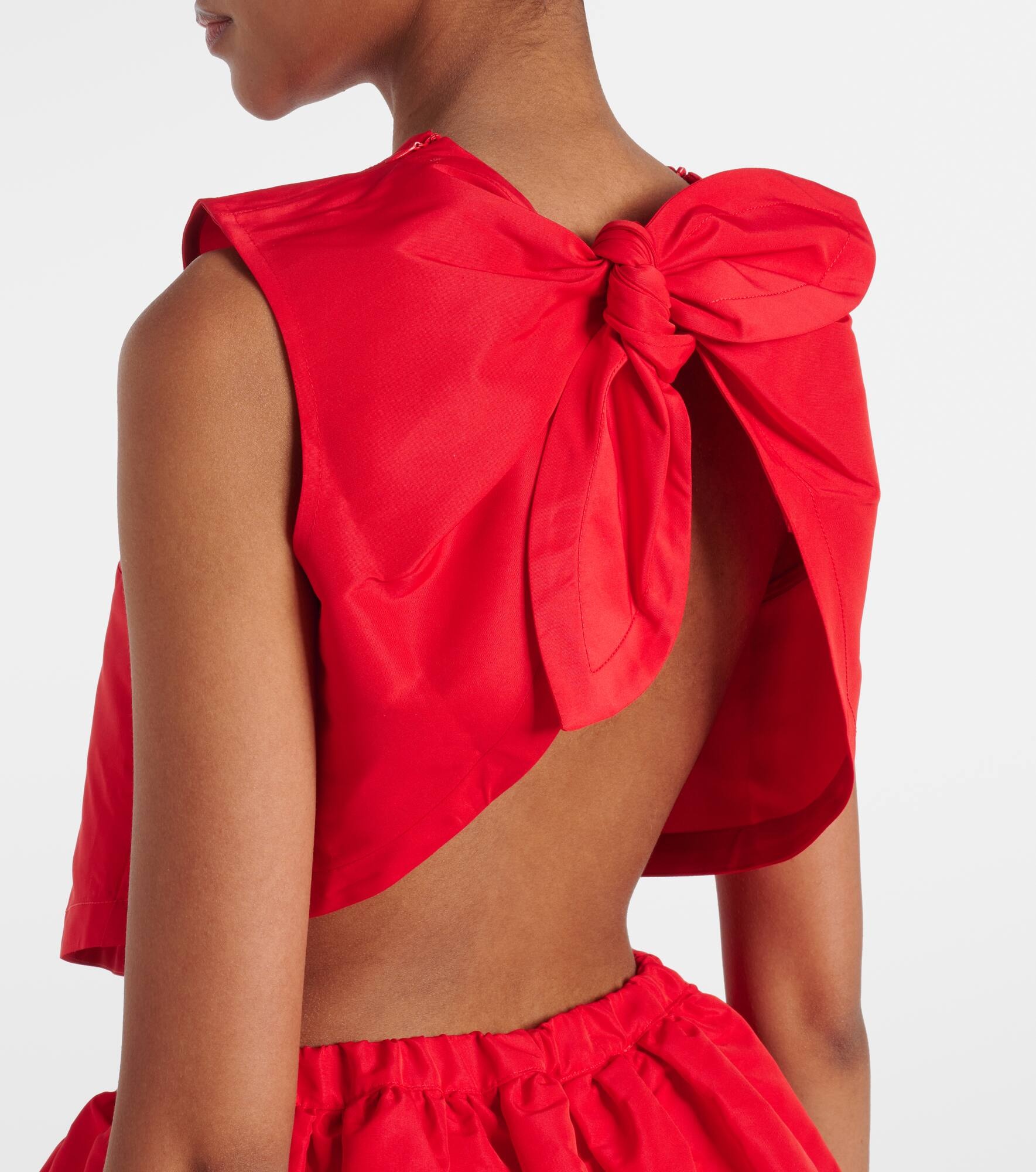 Bow-detail open-back faille crop top - 5