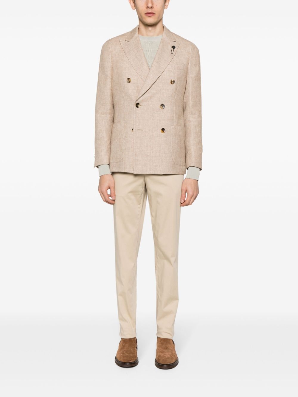 double-breasted mÃ©lange-effect blazer - 2