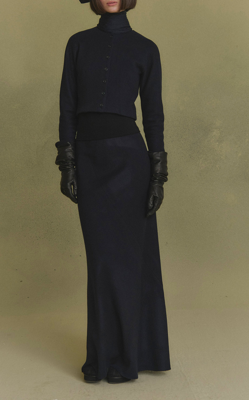 cortana Avalon Cashmere Maxi Skirt blue outlook