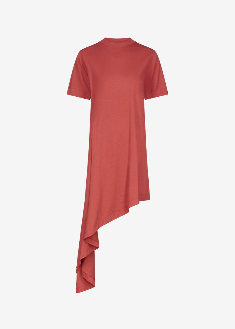 Loulou de Saison Igari Asymmetric T-Shirt Dress - Red 1