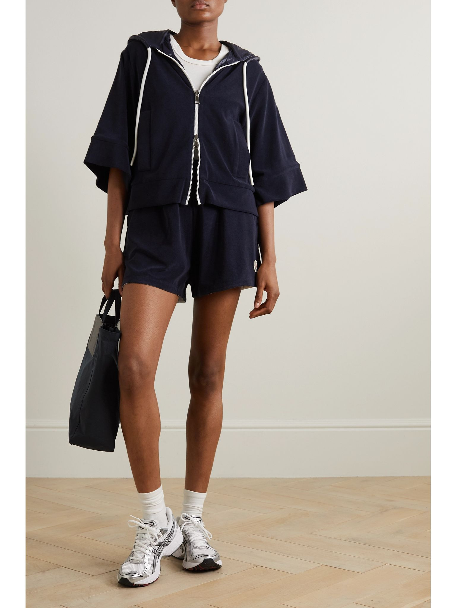 Cotton-blend terry hoodie Navy - 2