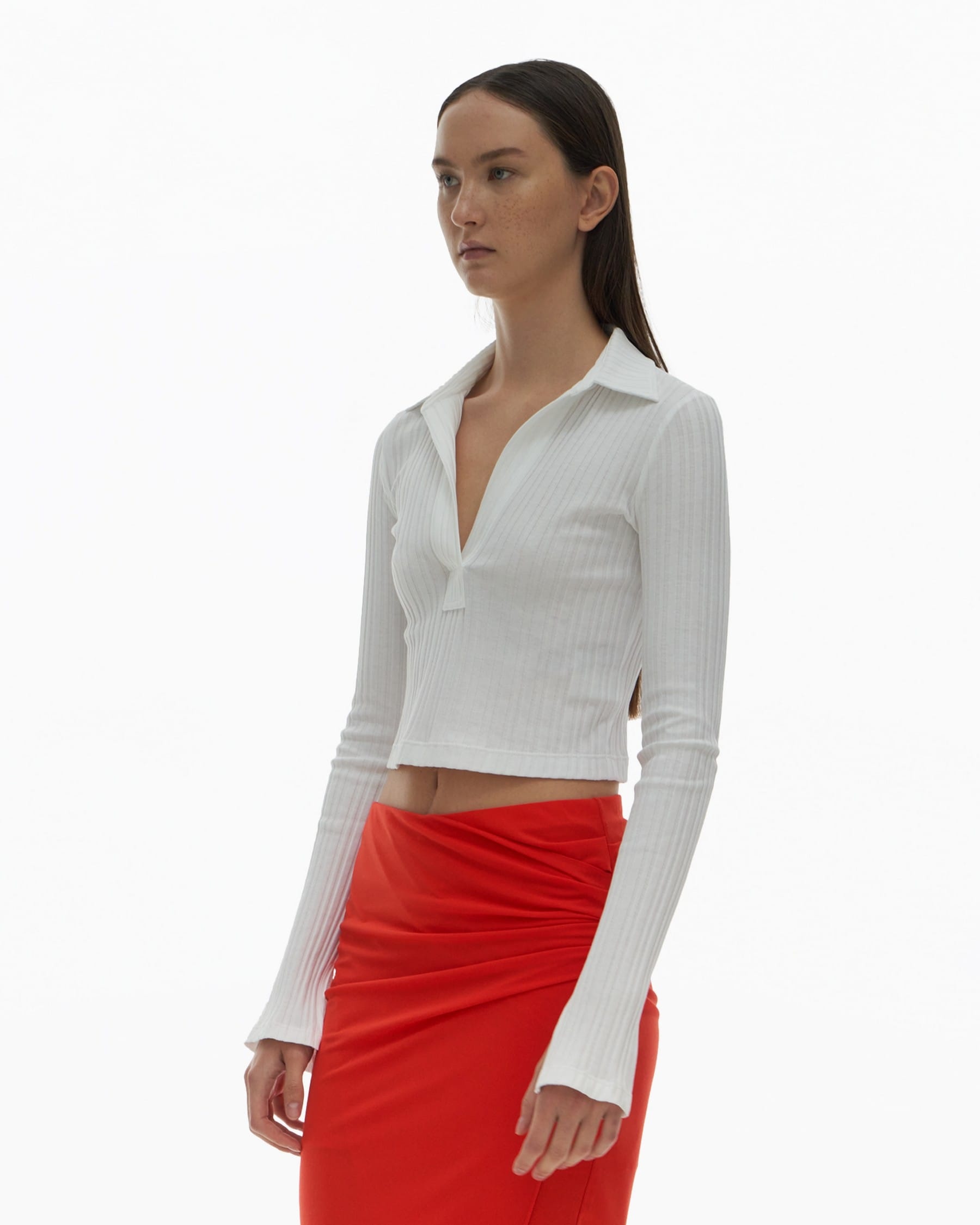 CROPPED RIB KNIT POLO - 5
