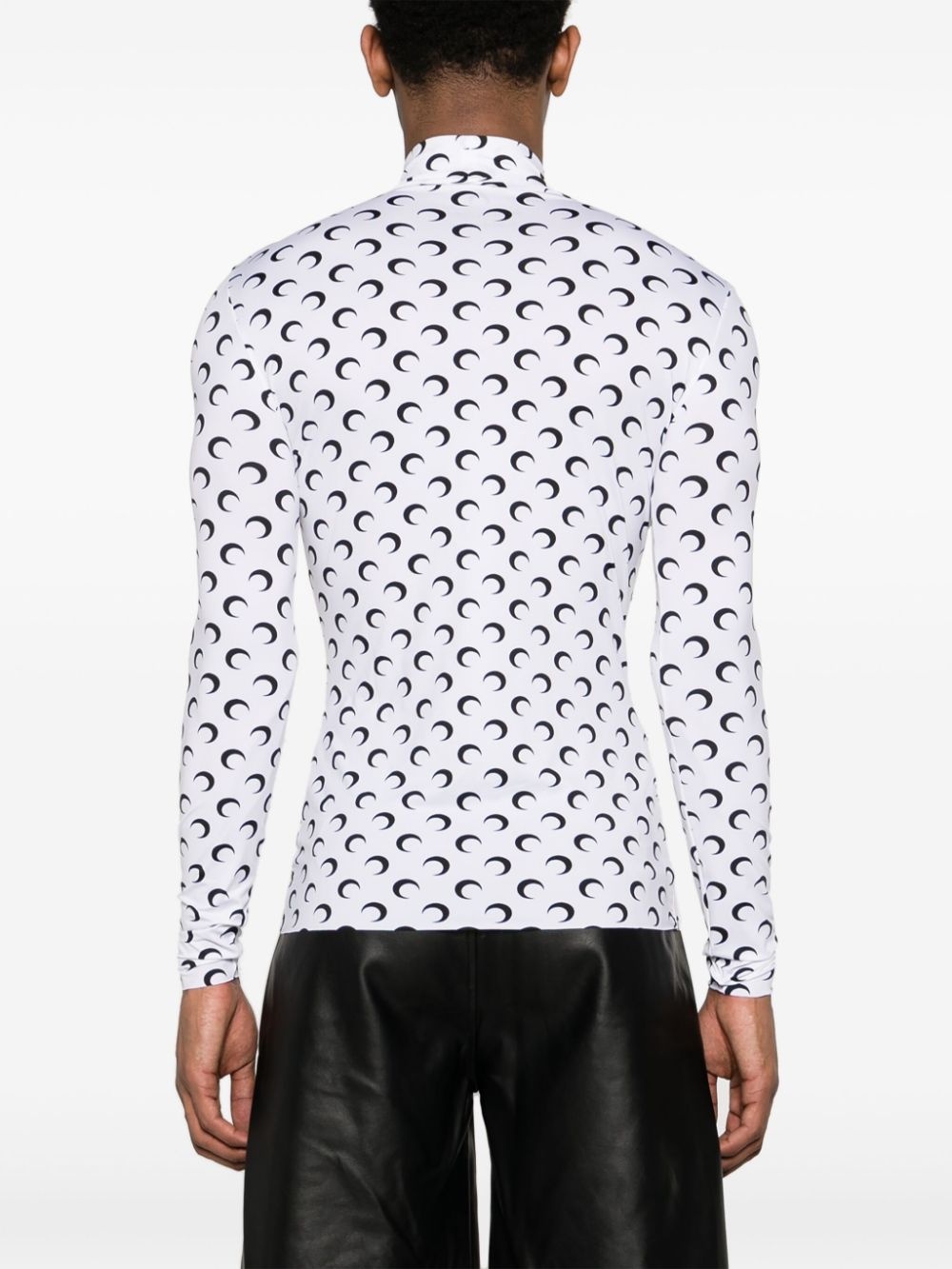 moon-print mock-neck T-shirt - 4
