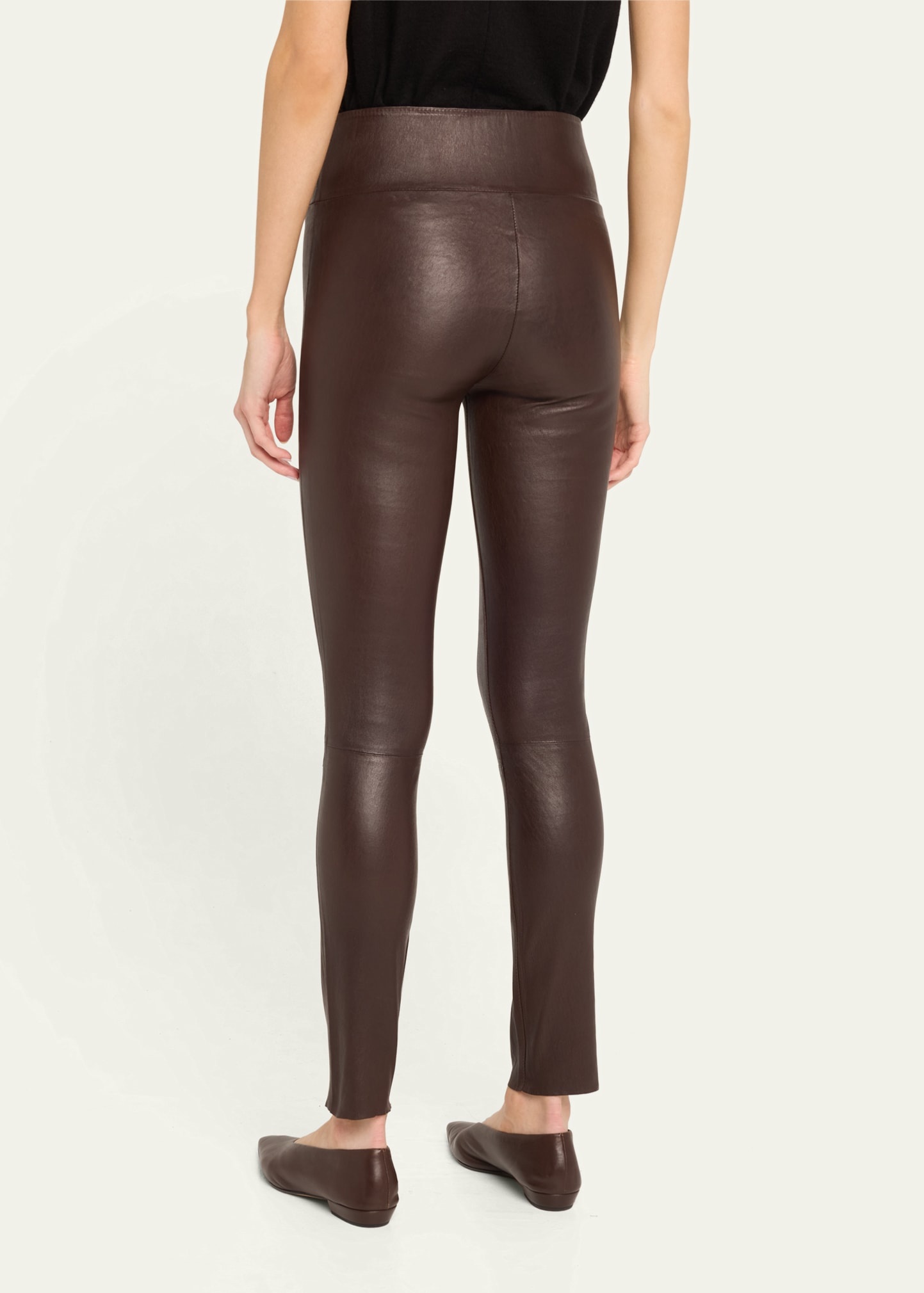 High-Waist Leather Ankle Leggings - 3