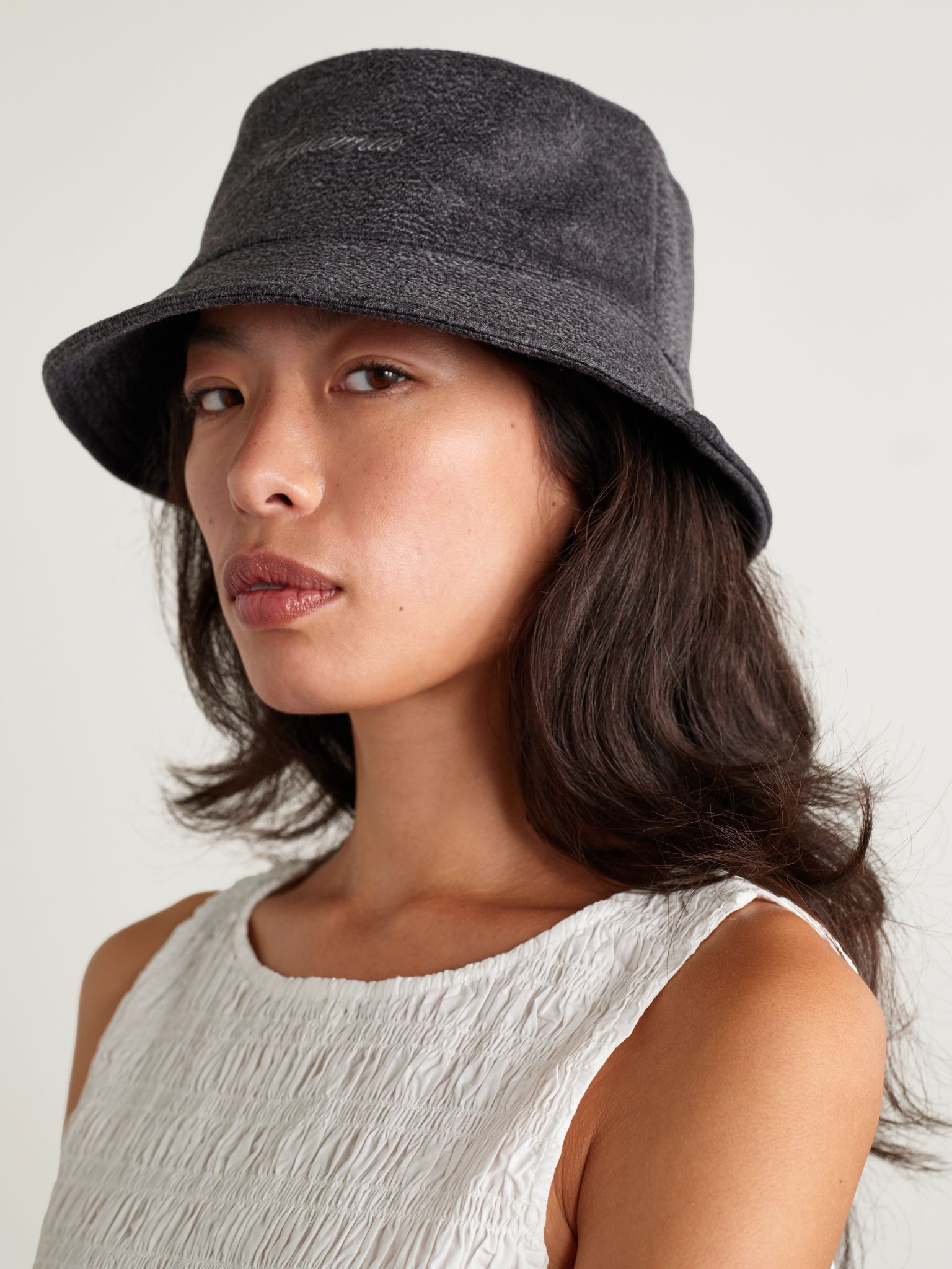Le Bob embroidered wool bucket hat Gray - 2