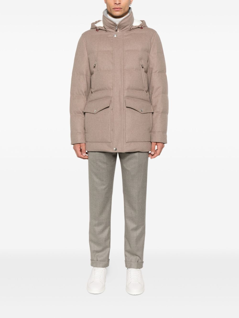 wool hooded quilted jacket - 2