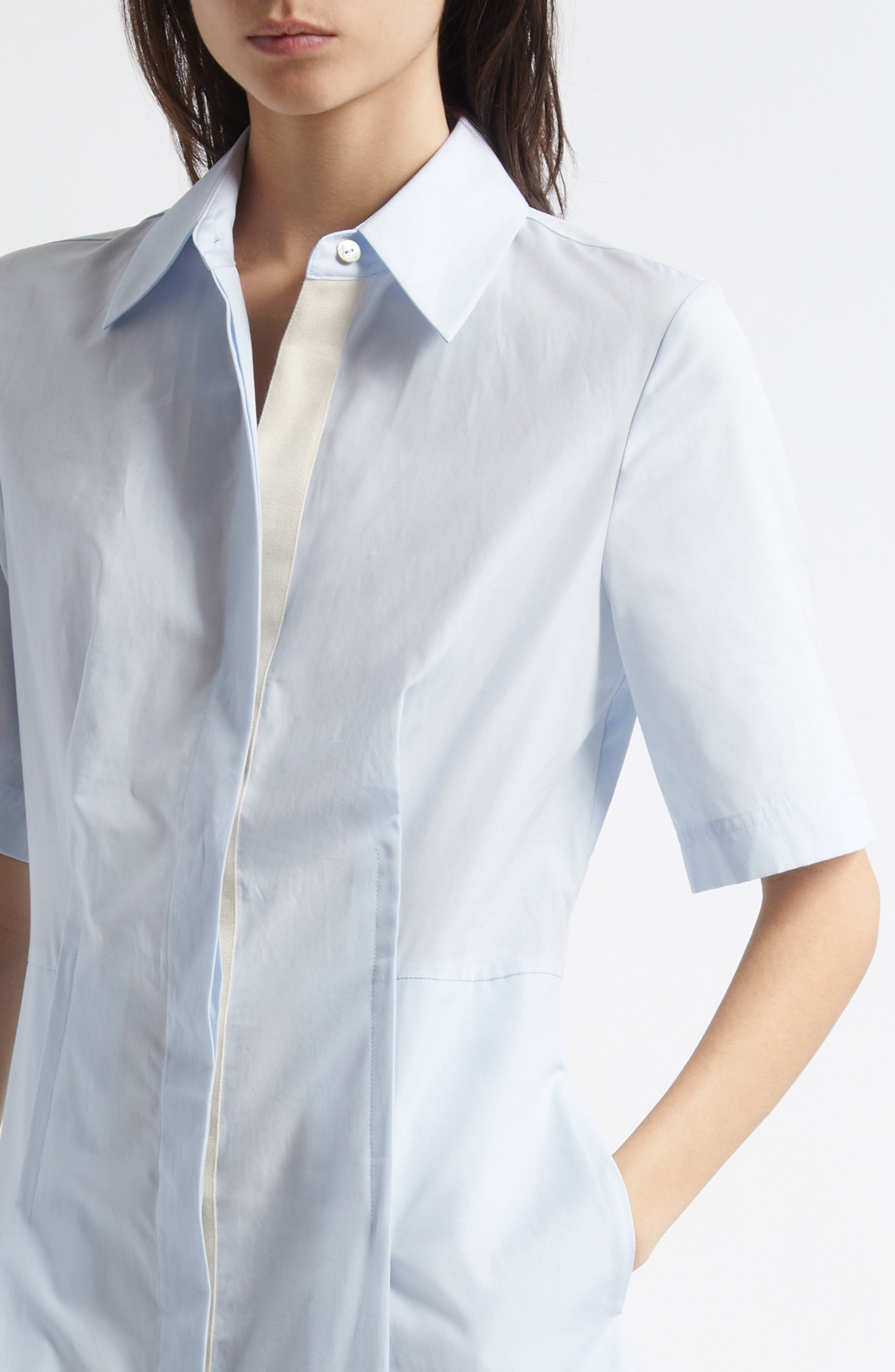 Vince Canvas Tape Shirtdress in Sky Mist at Nordstrom - 4