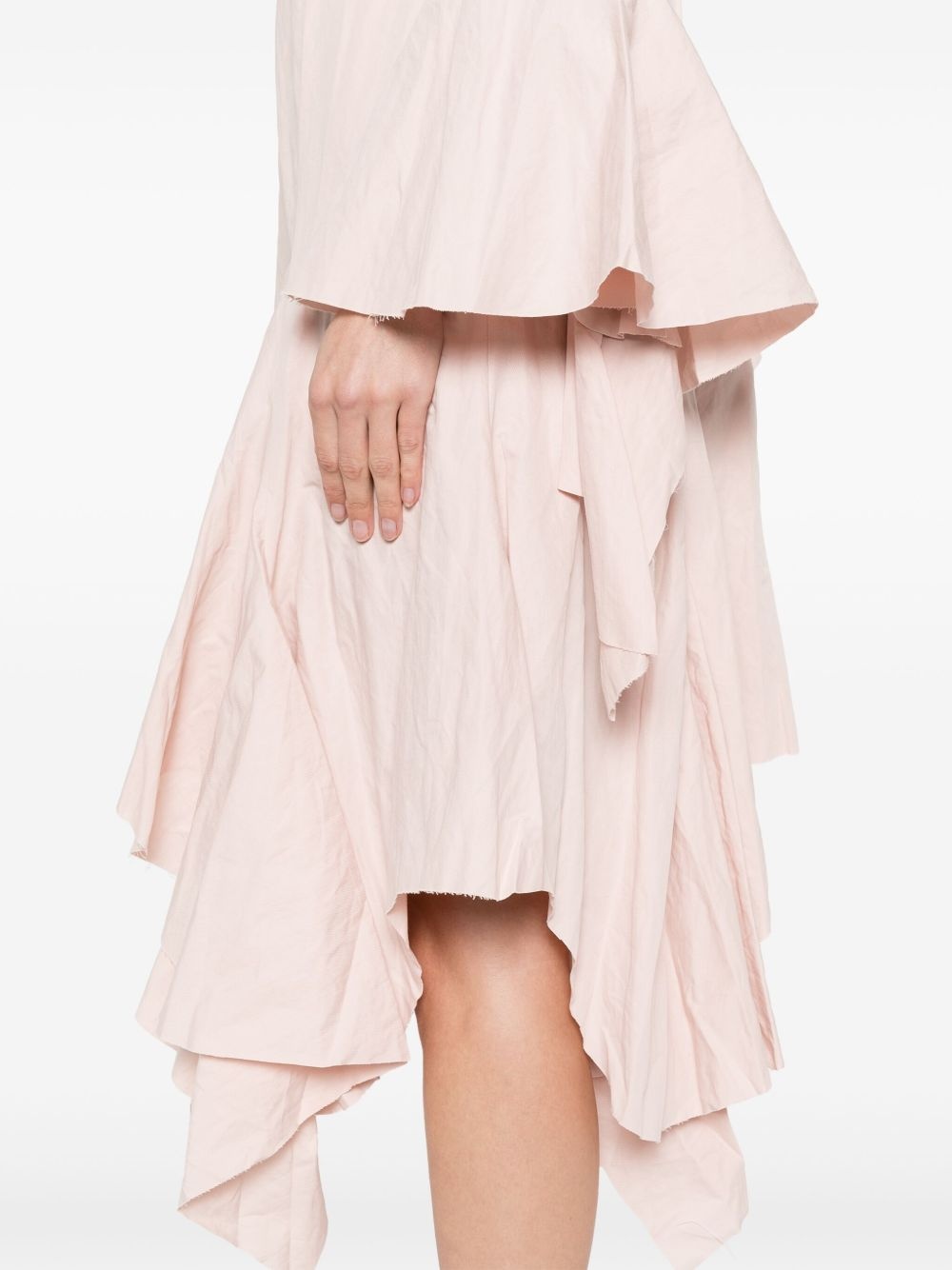 asymmetric frilled-sleeves midi dress - 5