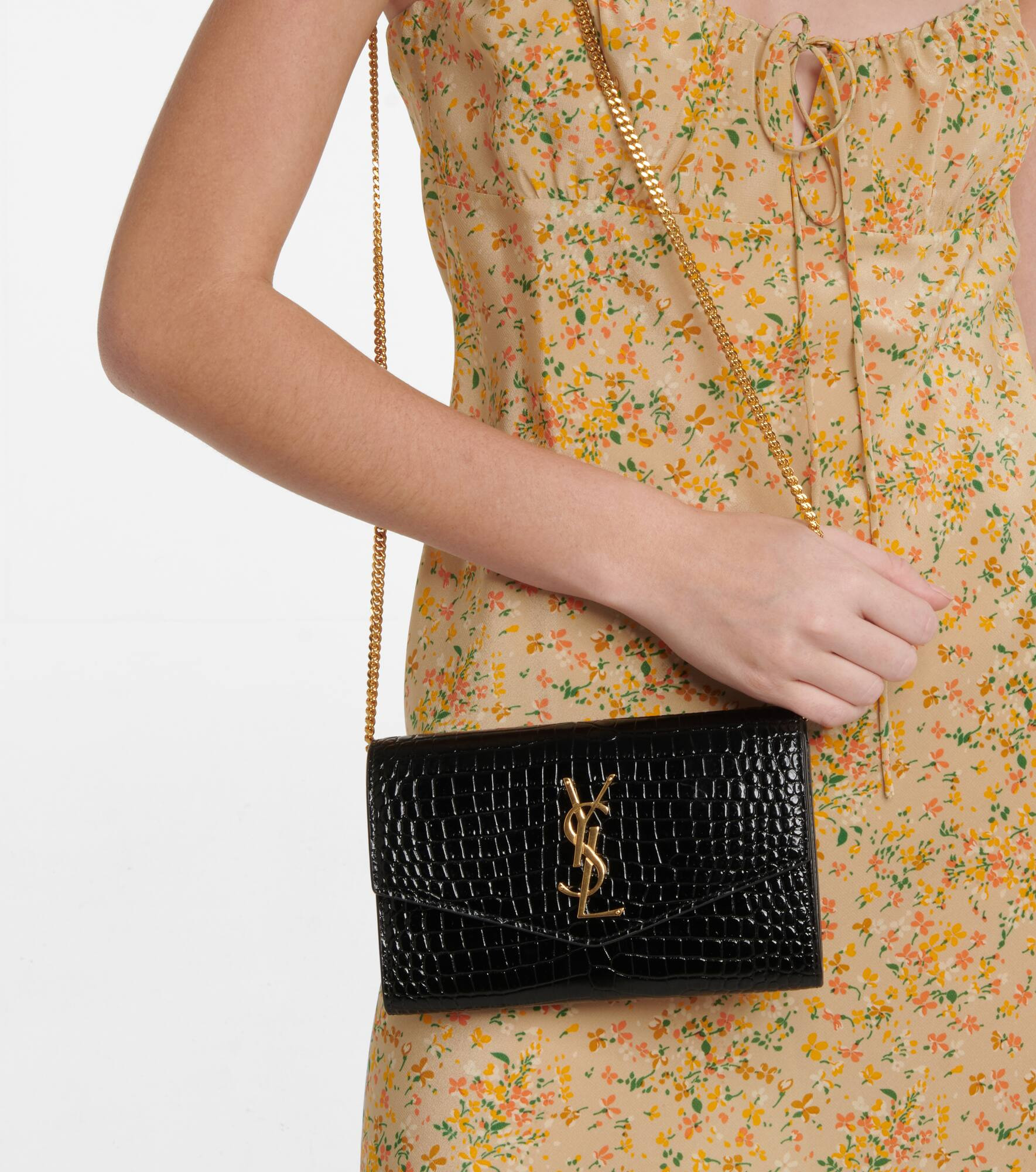 Uptown croc-effect leather wallet on chain - 2