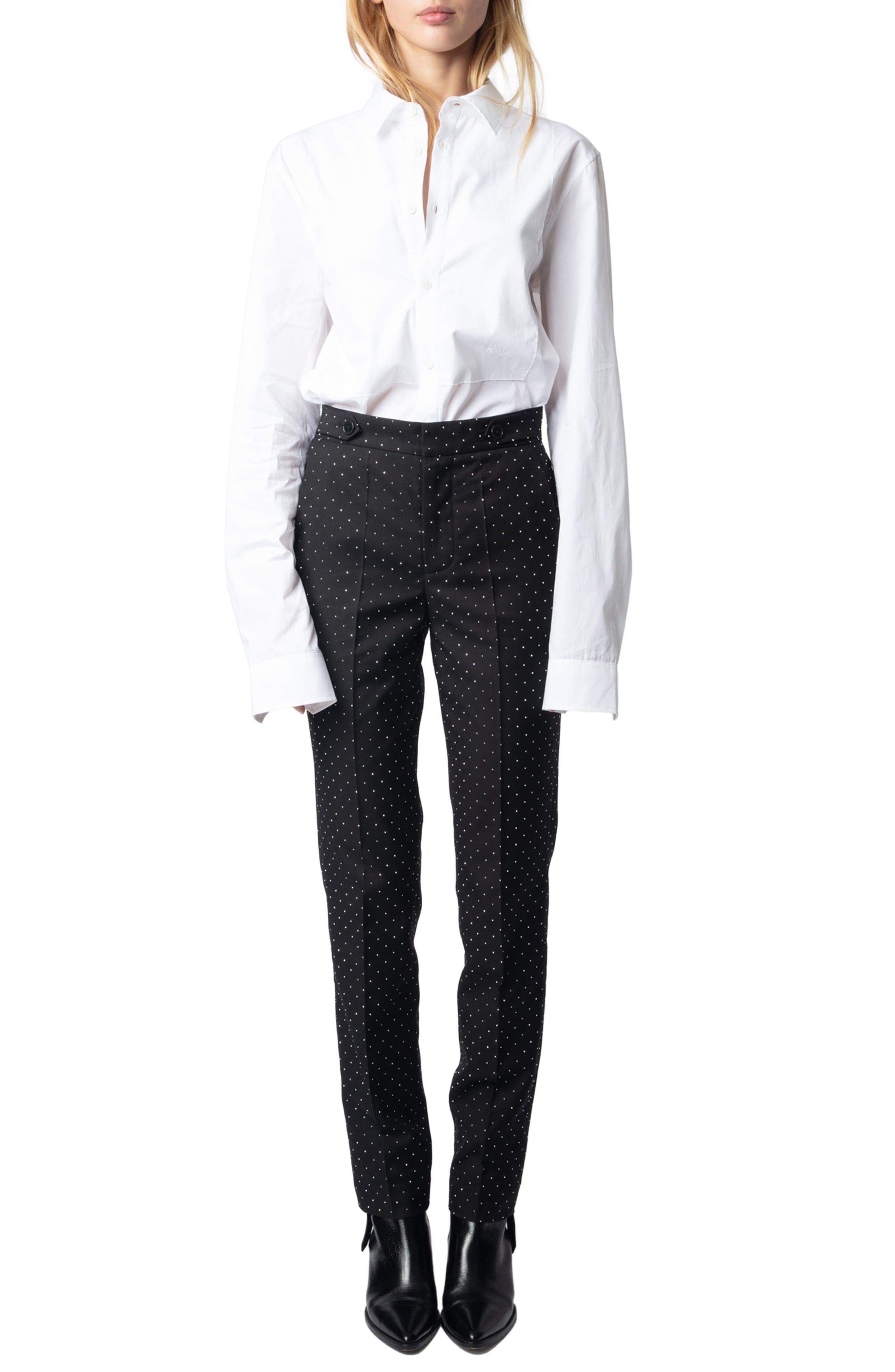 Zadig & Voltaire Panny Diamanté Straight Leg Pants in Black at Nordstrom - 7