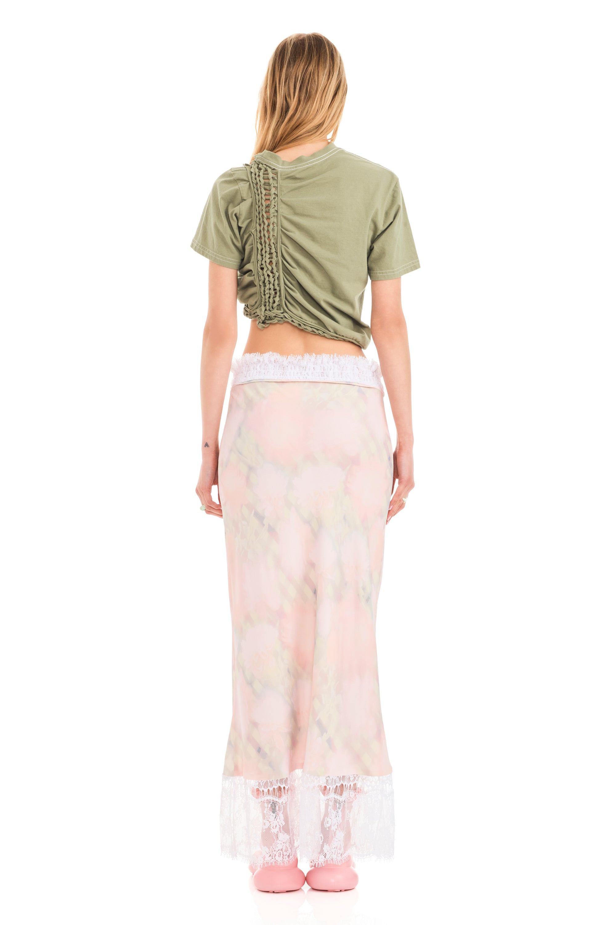 WASHED DAISY PLAID LACE YOD SKIRT - 5