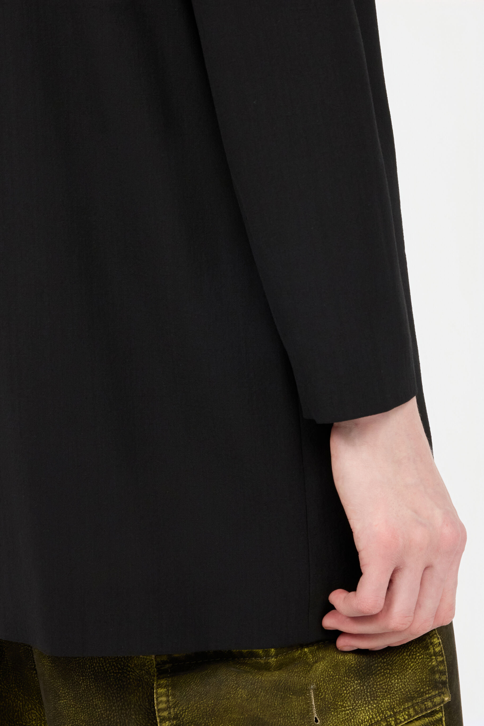 Long Black Wool-Blend Shirt - 7