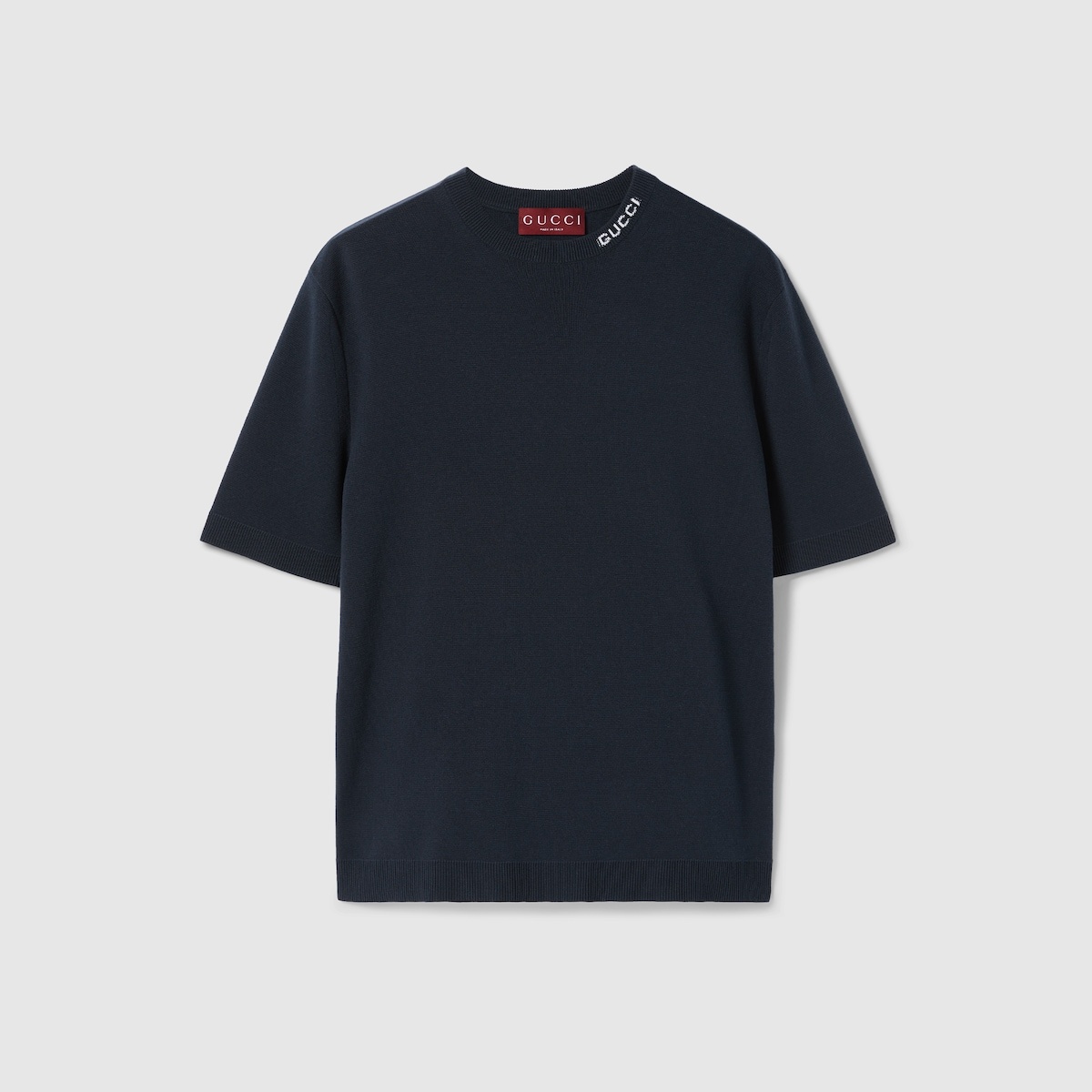 Silk cotton T-shirt with Gucci intarsia - 1