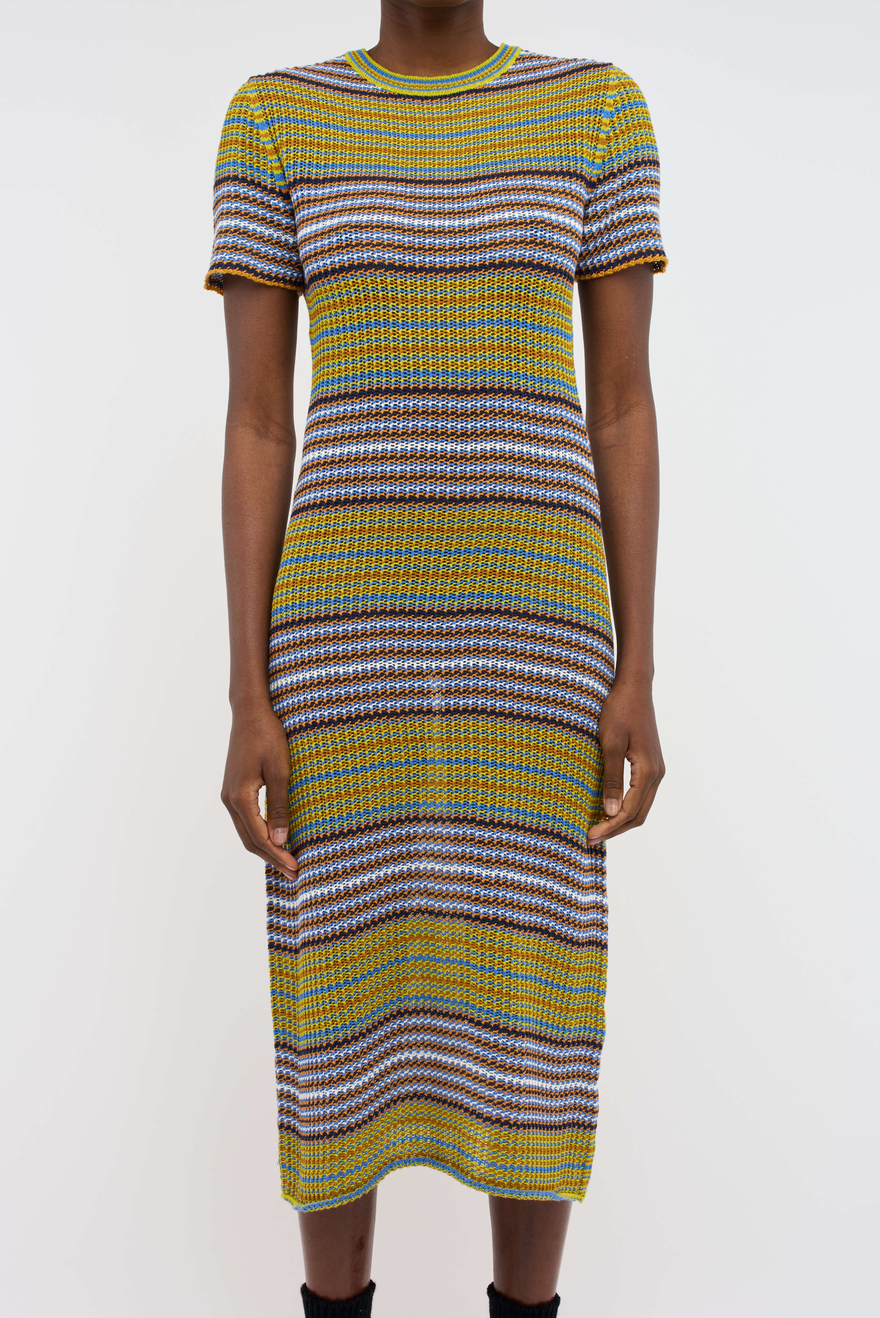 NOVA NET STRIPE MIDI DRESS - 3