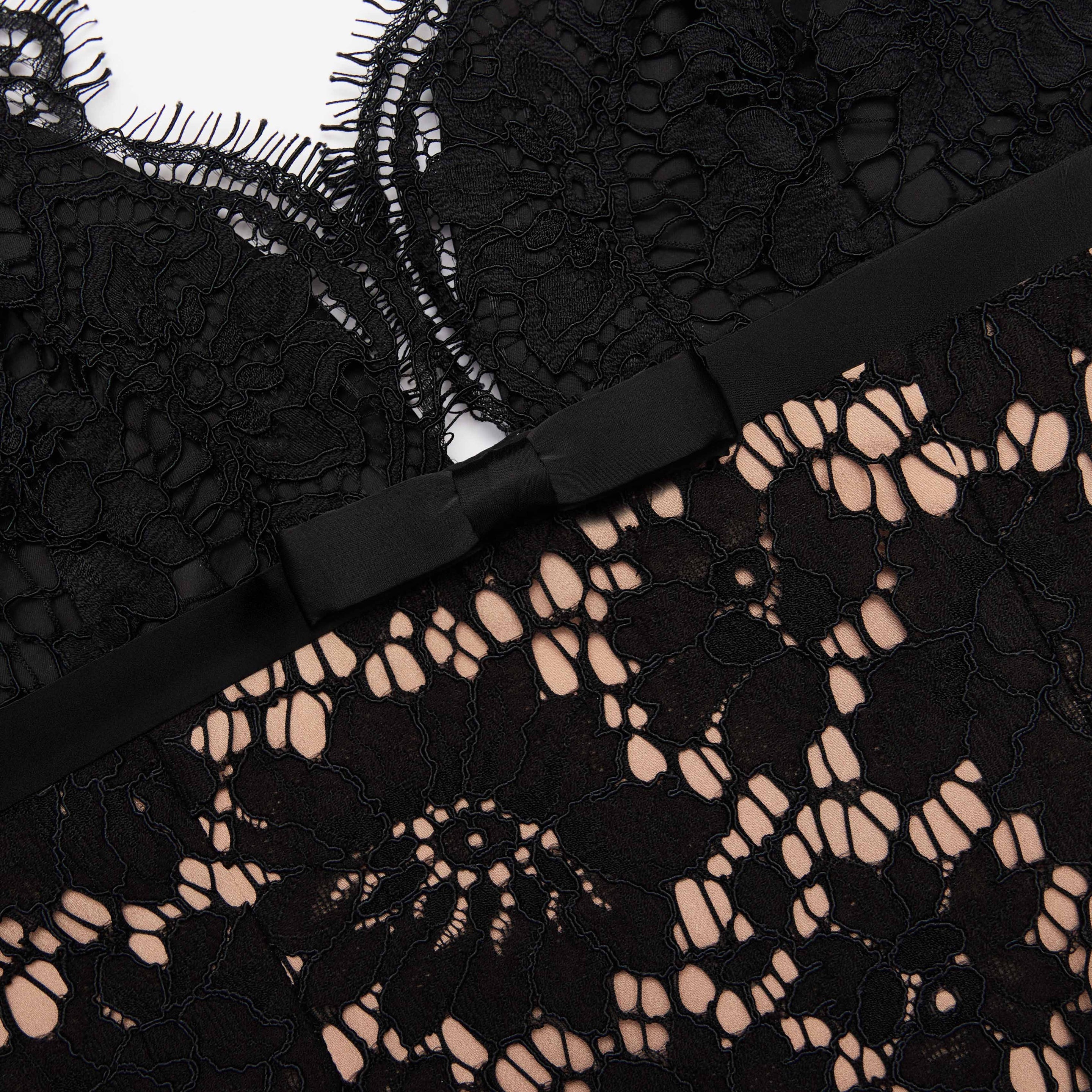 Black Floral Lace Maxi Dress - 5