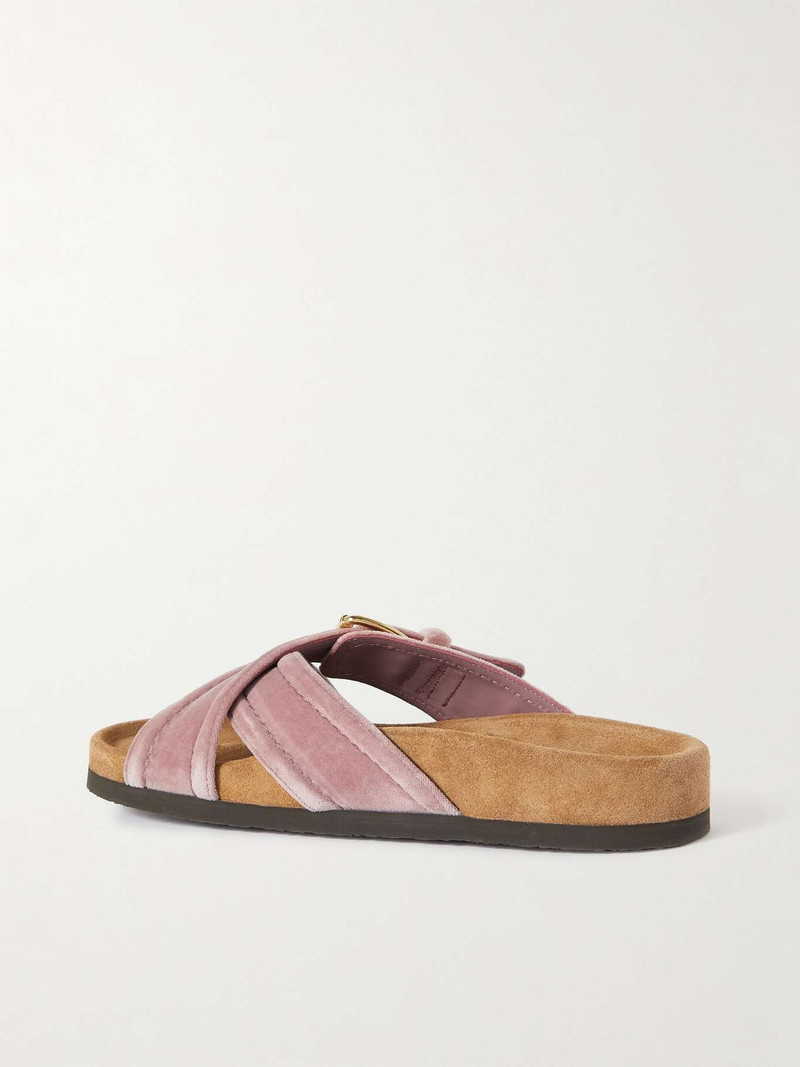 Buckled velvet slides 3
