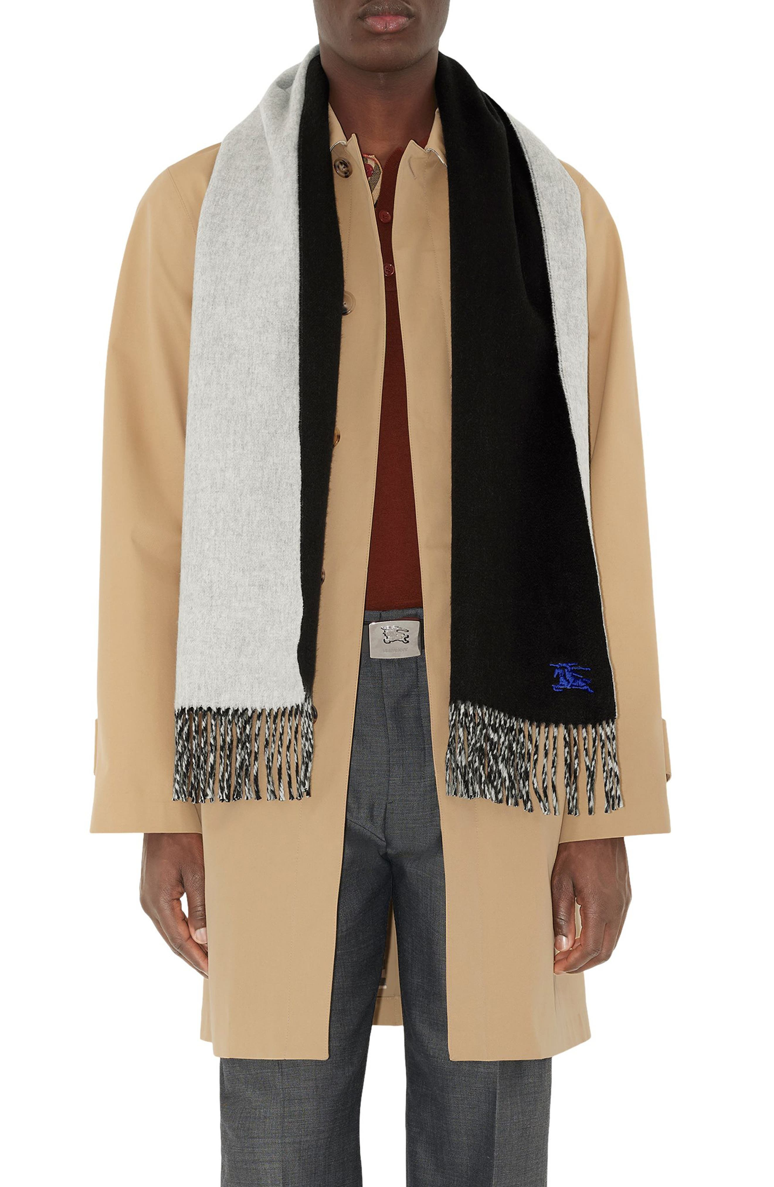 burberry Reversible EKD Embroidered Cashmere Scarf in Black/Mitten Grey at Nordstrom - 2