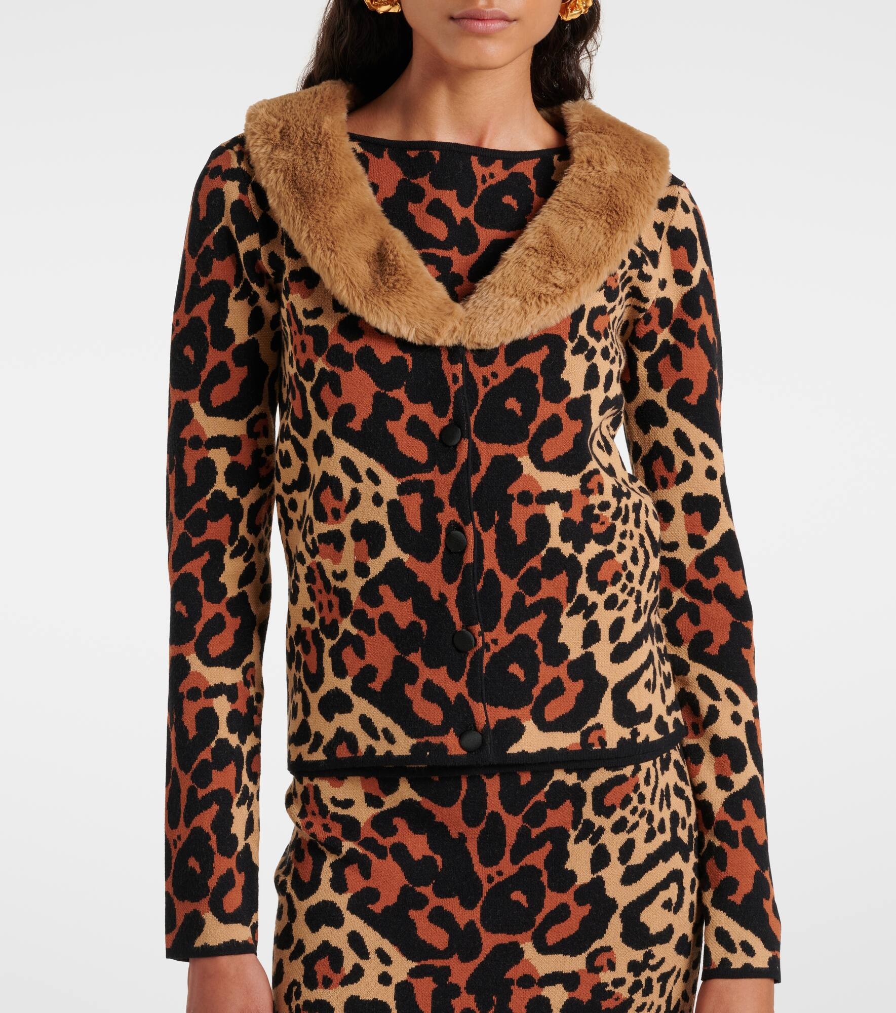 Leopard-print jacquard cardigan - 4