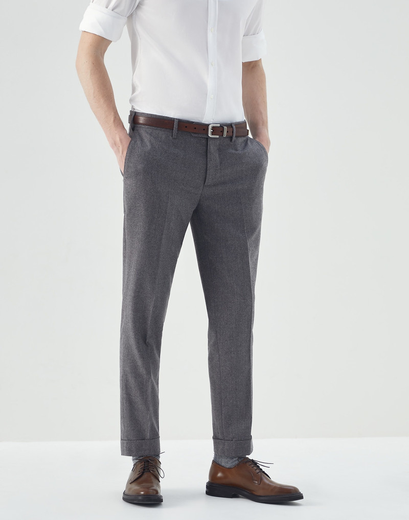 Virgin wool flannel Italian fit trousers - 1