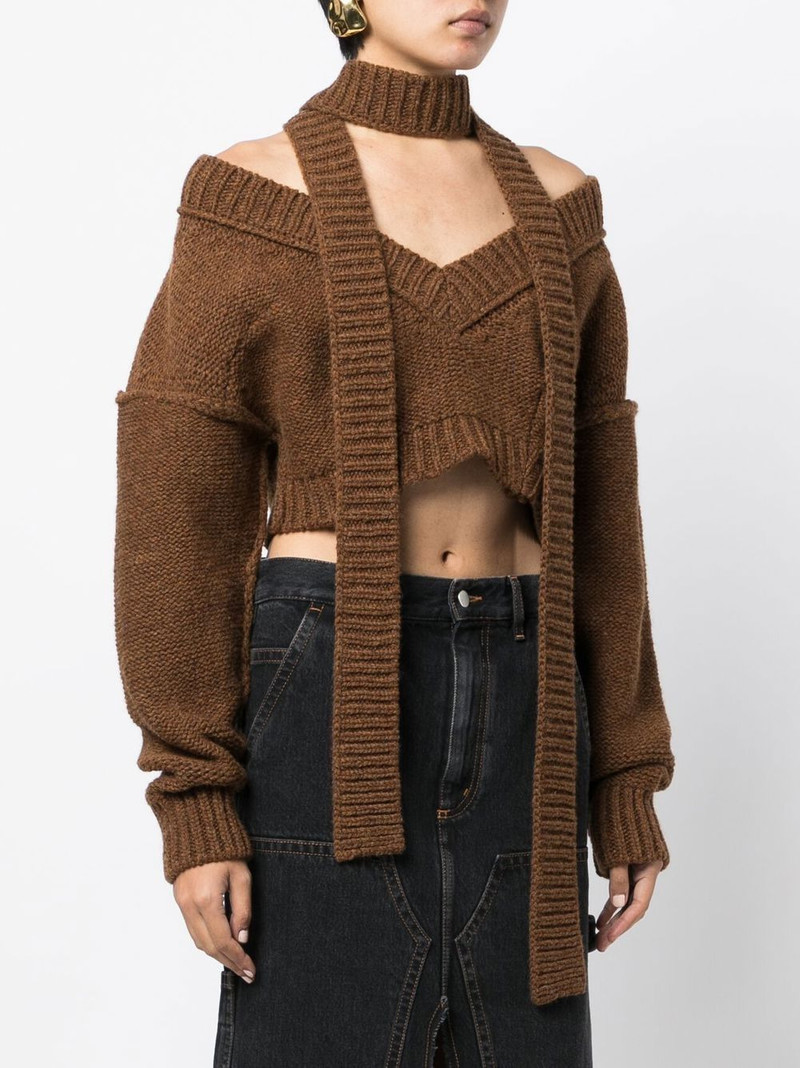 cropped V-neck halterneck jumper 3