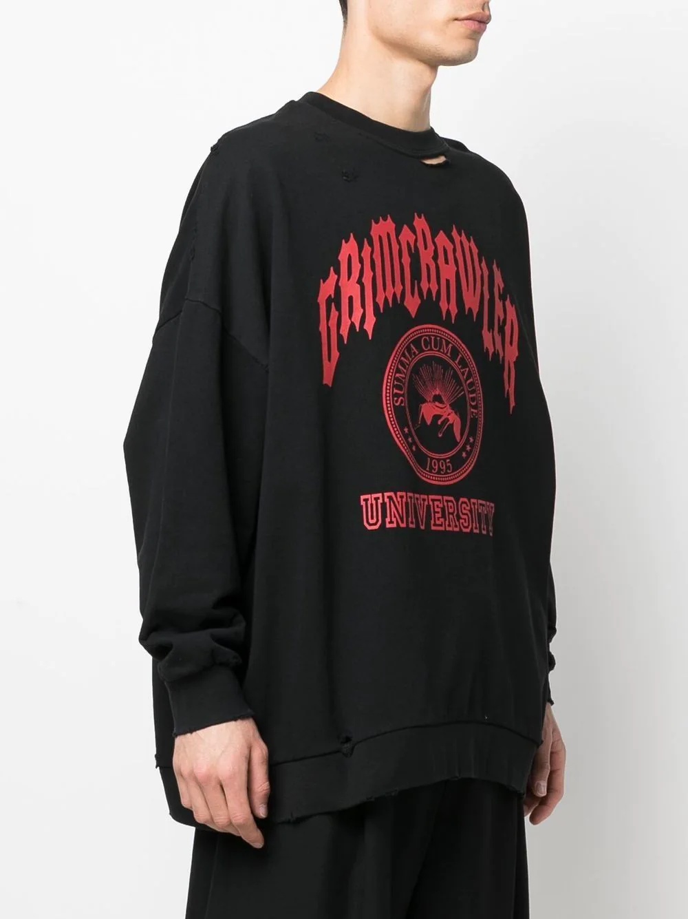 Raf Simons - Smiley Oversized Logo-Appliquéd Distressed Cotton