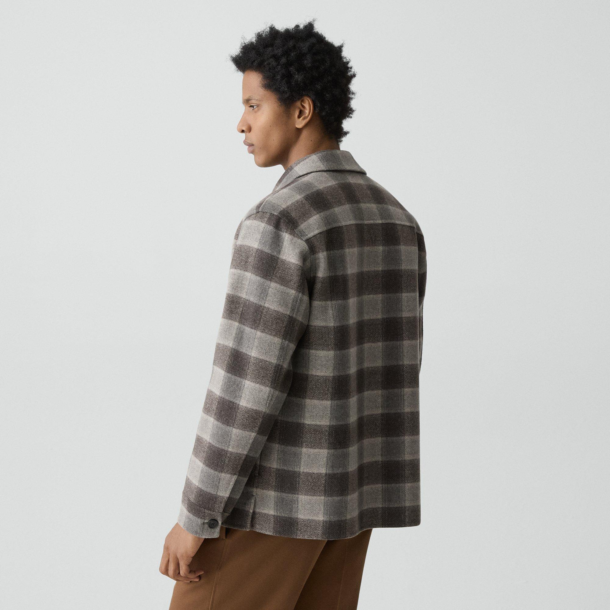 Overshirt in Checked Double-Face Wool-Cashmere - 4