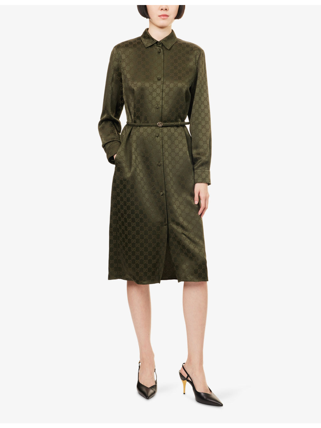 GG Monogram Satin Midi Dress - 2