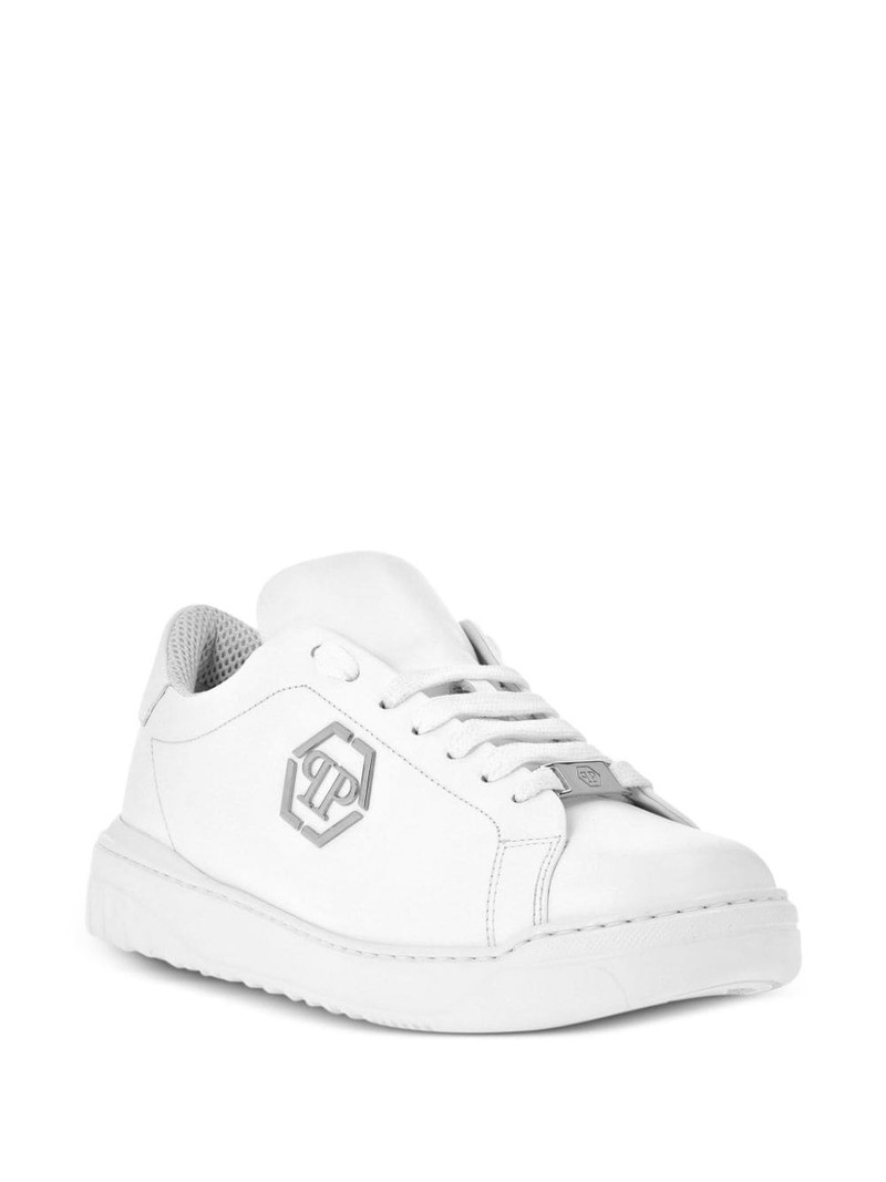 PHILIPP PLEIN logo-appliquÃ© leather sneakers outlook