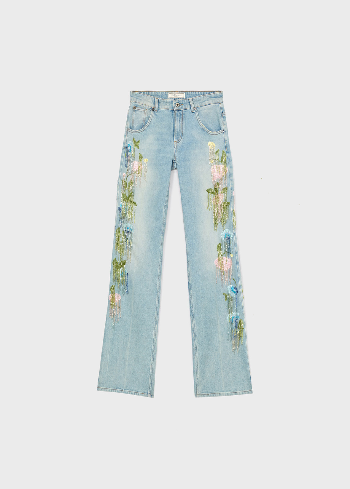 JEANS WITH HAND-EMBROIDERED STONES AND BEADS - 1