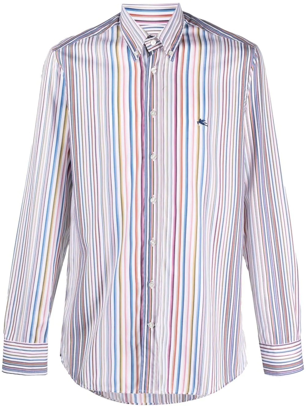 striped logo-embroidered shirt - 1