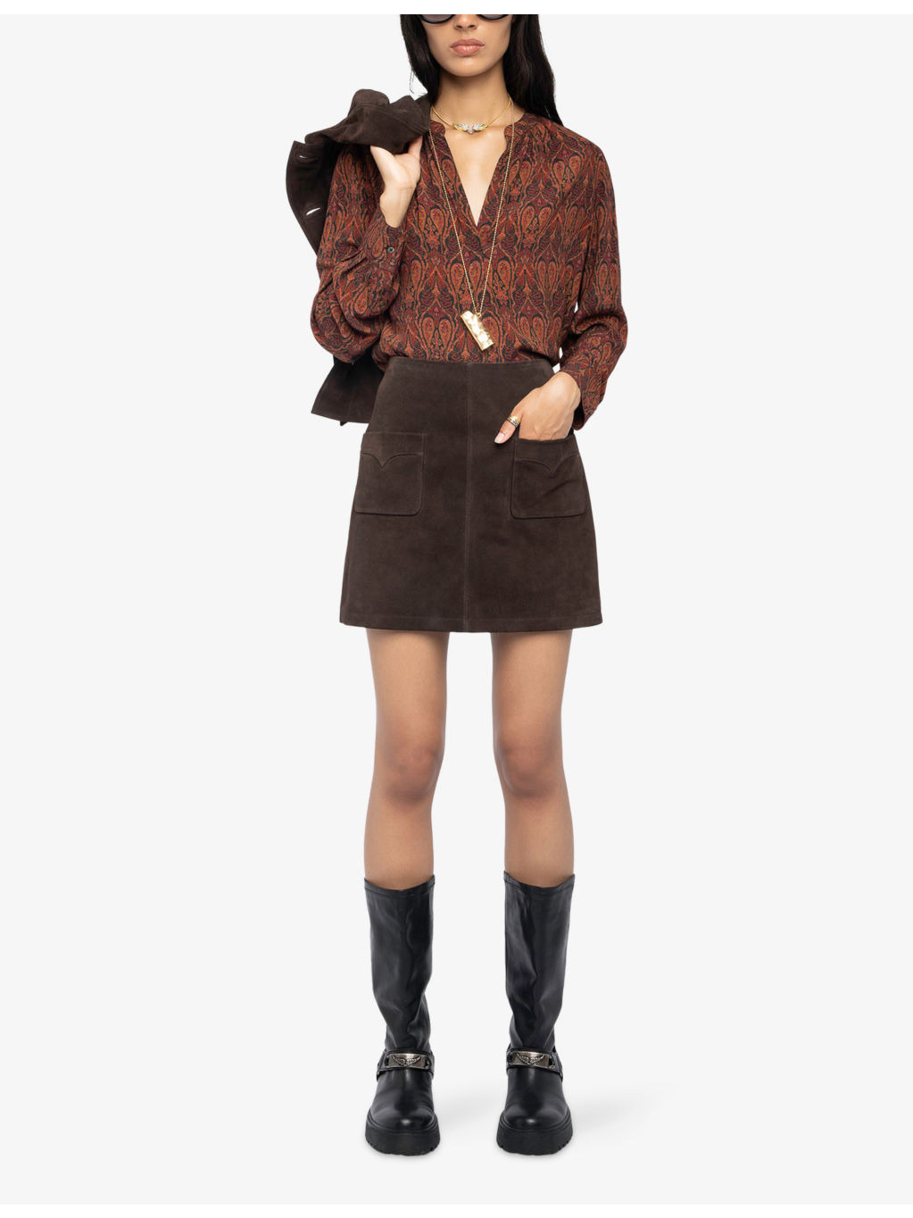 Tink Paisley-Print Long-Sleeved Satin Blouse - 2