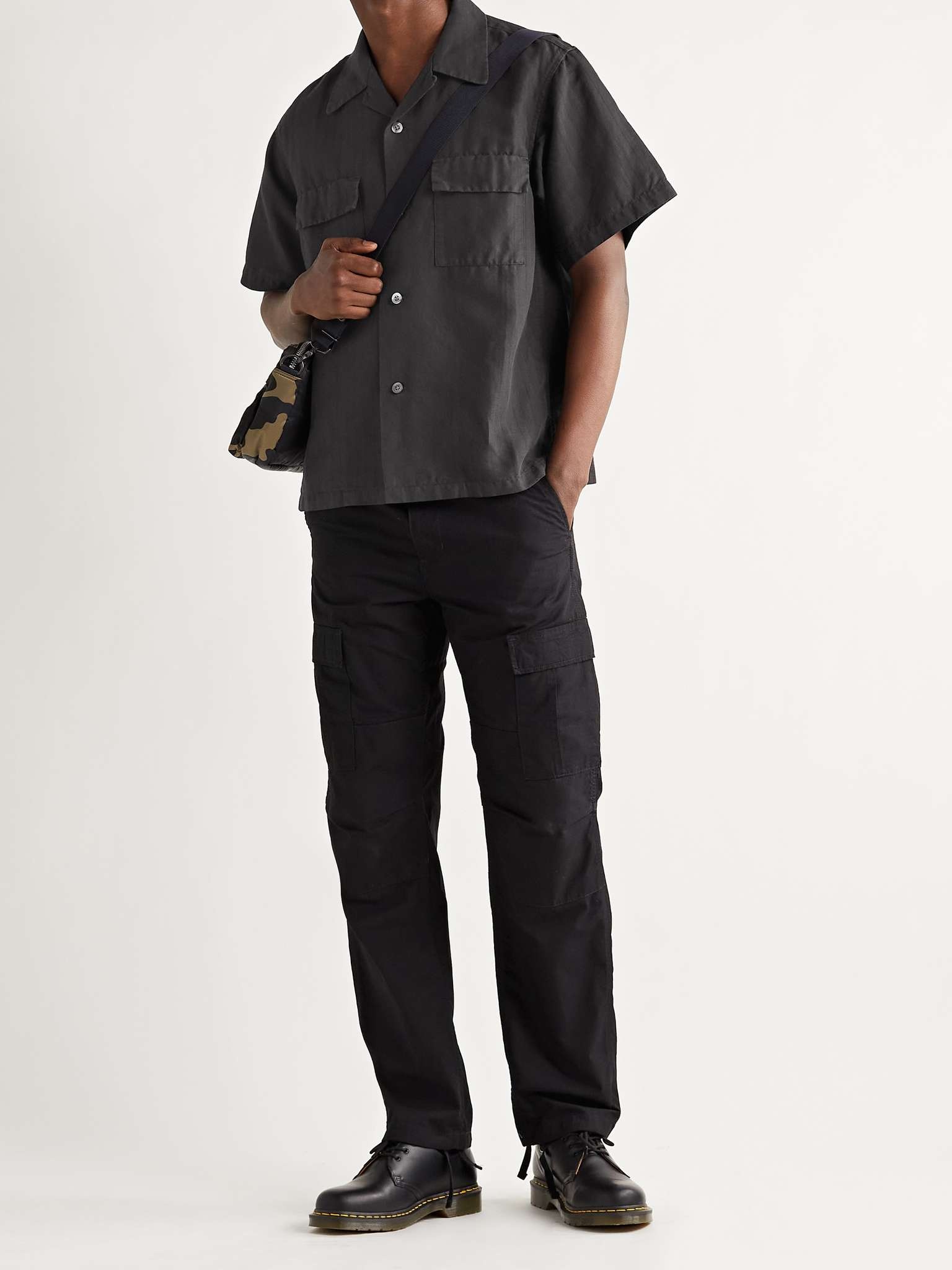 Camp-Collar Herringbone Ramie and Cotton-Blend Shirt - 2