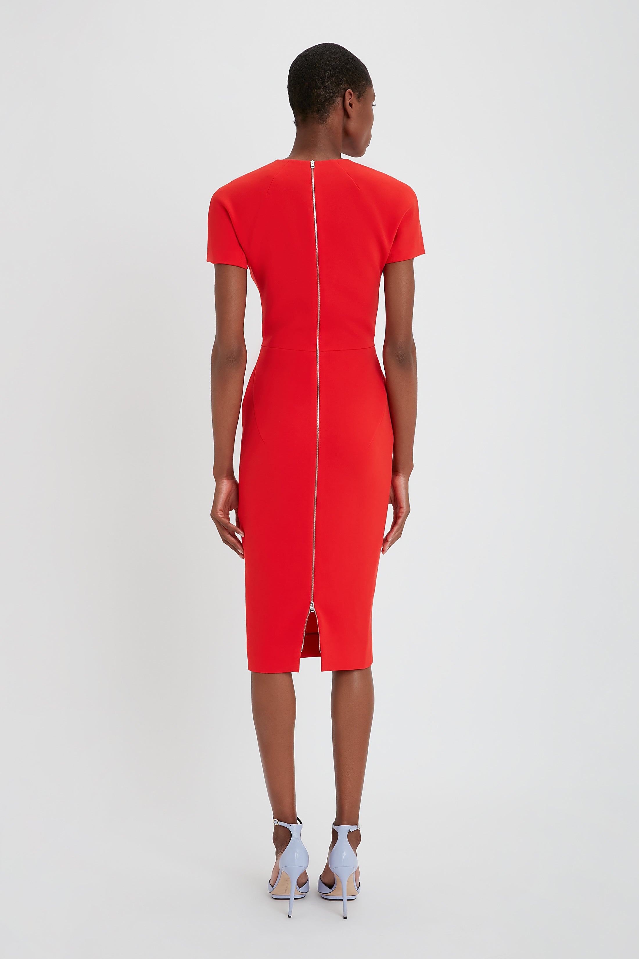 Fitted T-shirt Dress In Bright Red - 4