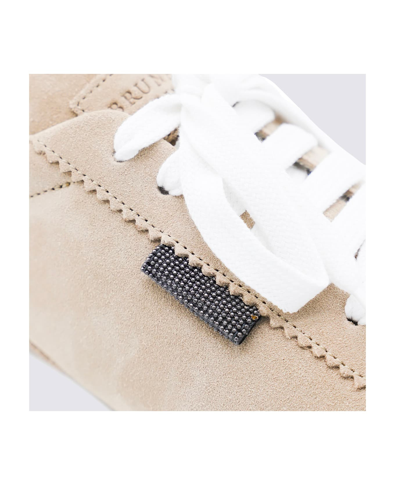 Beige Leather Sneakers - 4