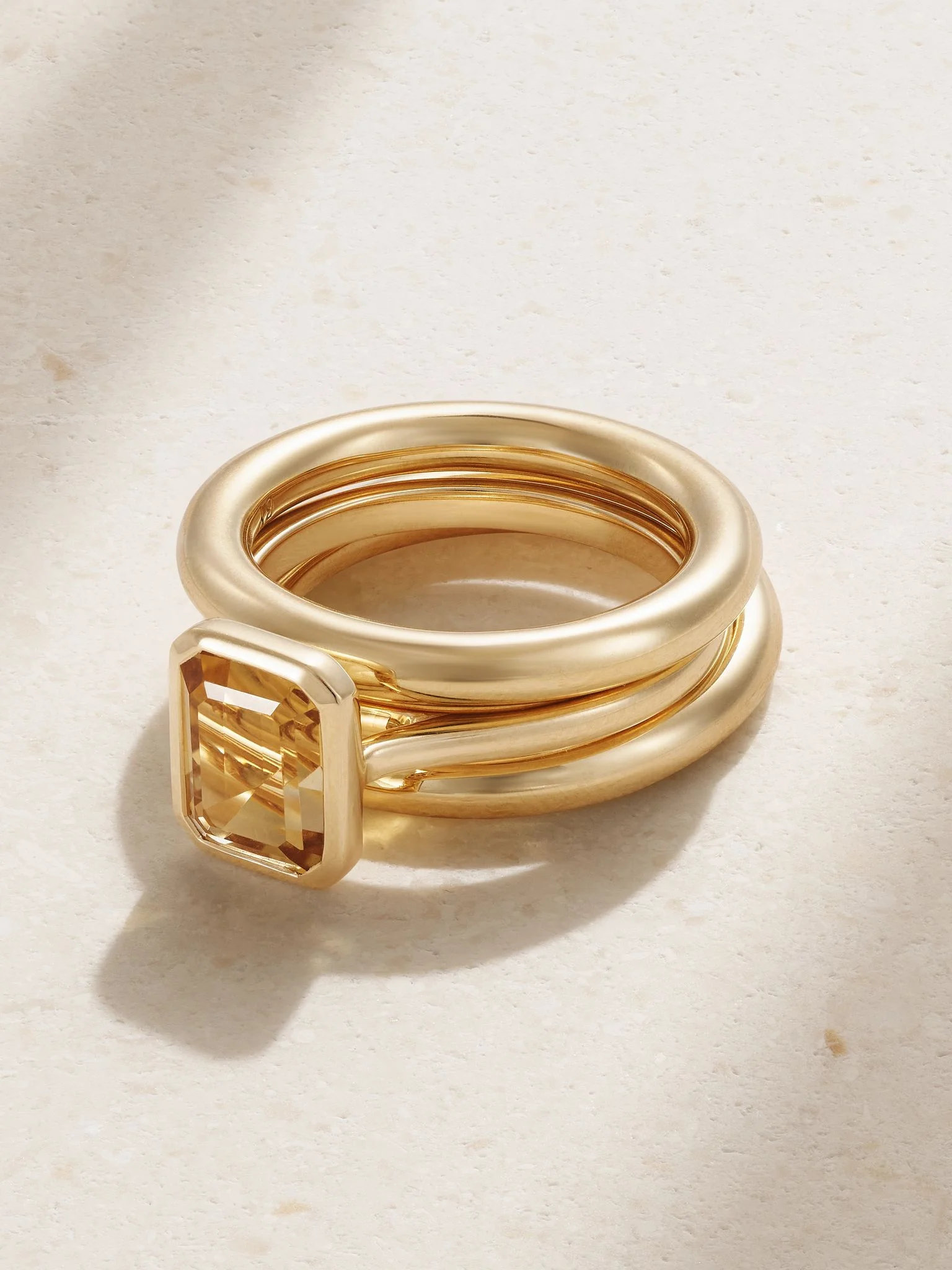 Lumen Stack set of three 14-karat recycled gold quartz rings Gold - 1