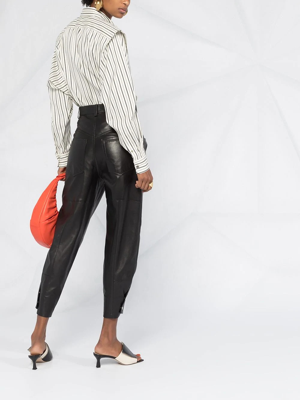 Xiamao high-waisted leather trousers - 6